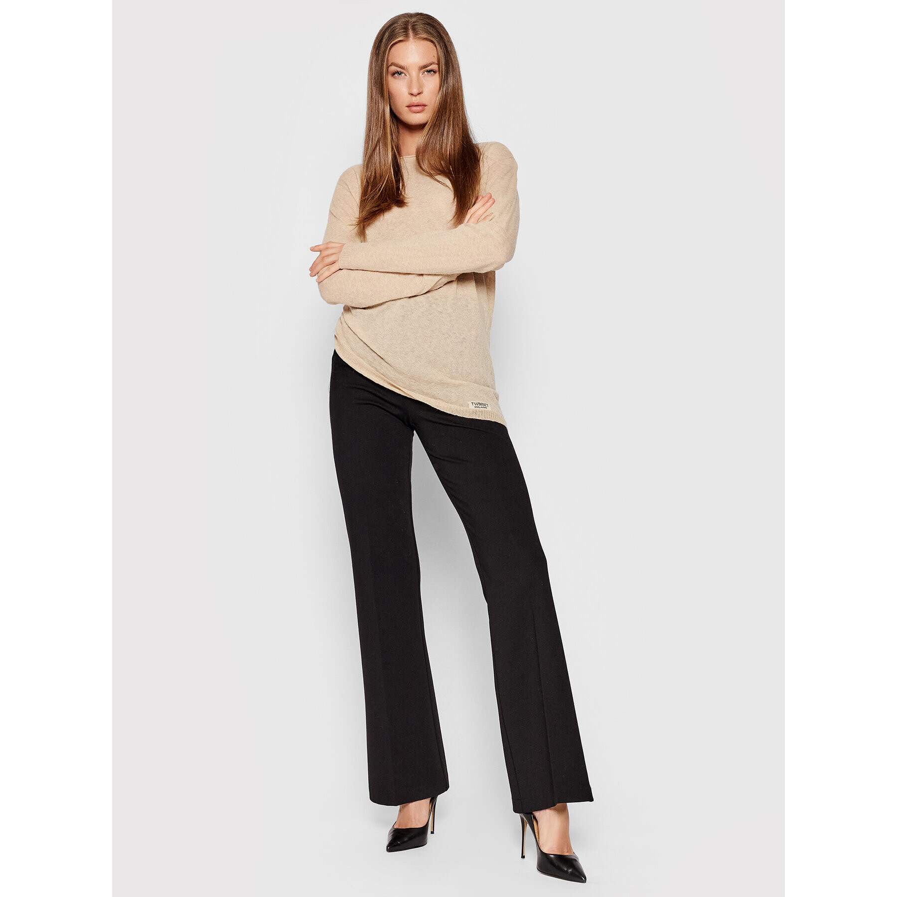 TWINSET Пуловер 212TP3254 Бежов Regular Fit - Pepit.bg