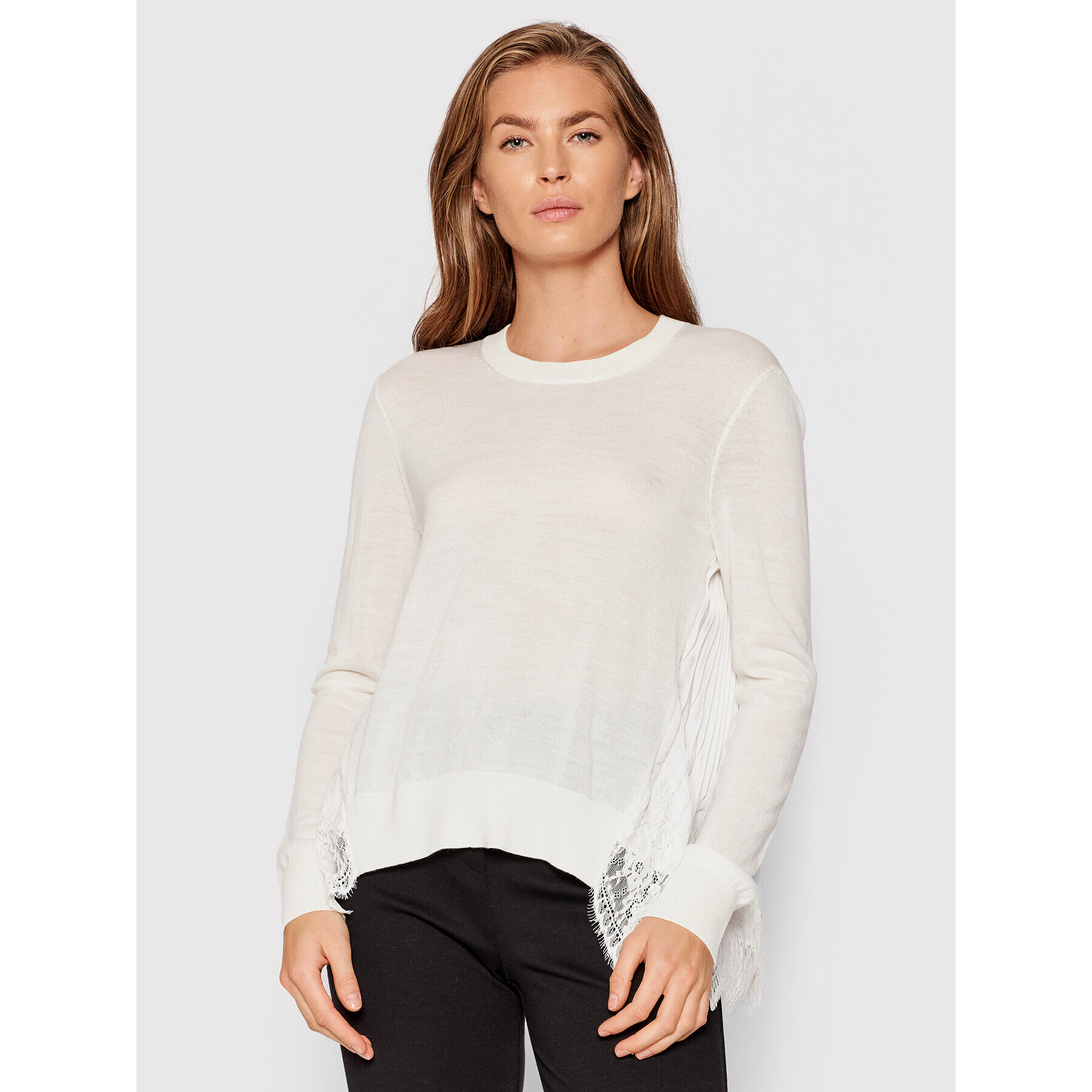 TWINSET Пуловер 212TP3280 Бял Regular Fit - Pepit.bg