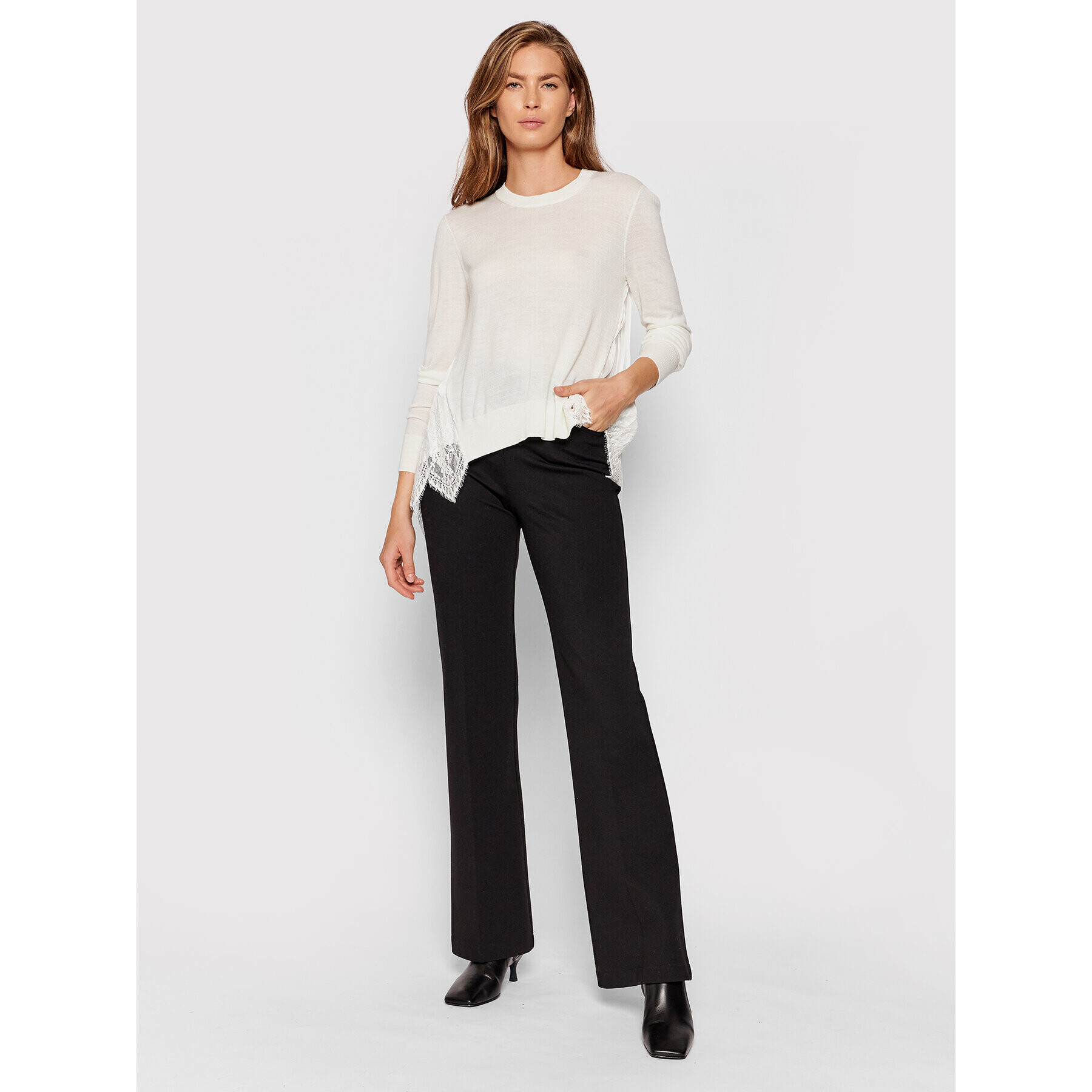 TWINSET Пуловер 212TP3280 Бял Regular Fit - Pepit.bg