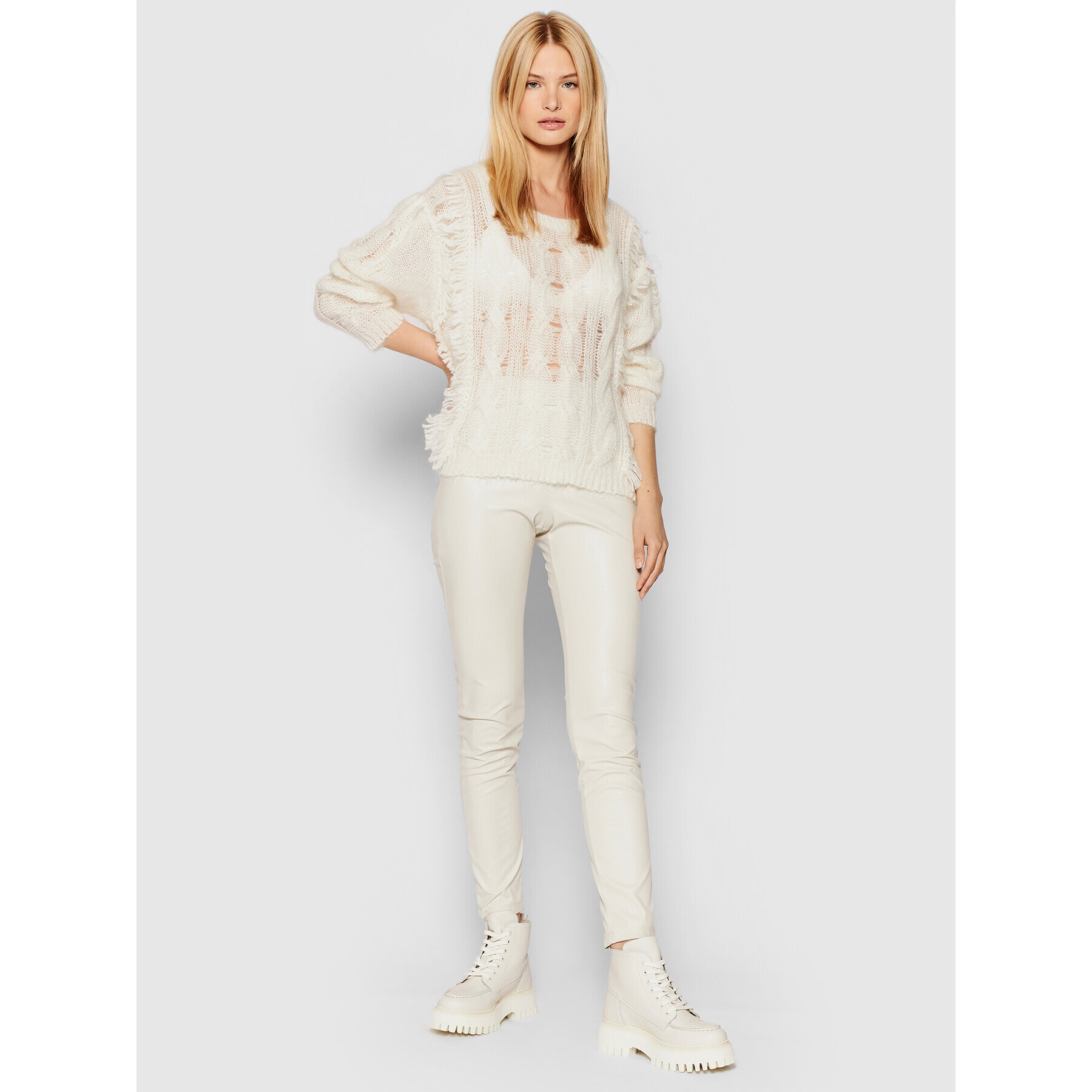 TWINSET Пуловер 212TP3410 Бежов Regular Fit - Pepit.bg