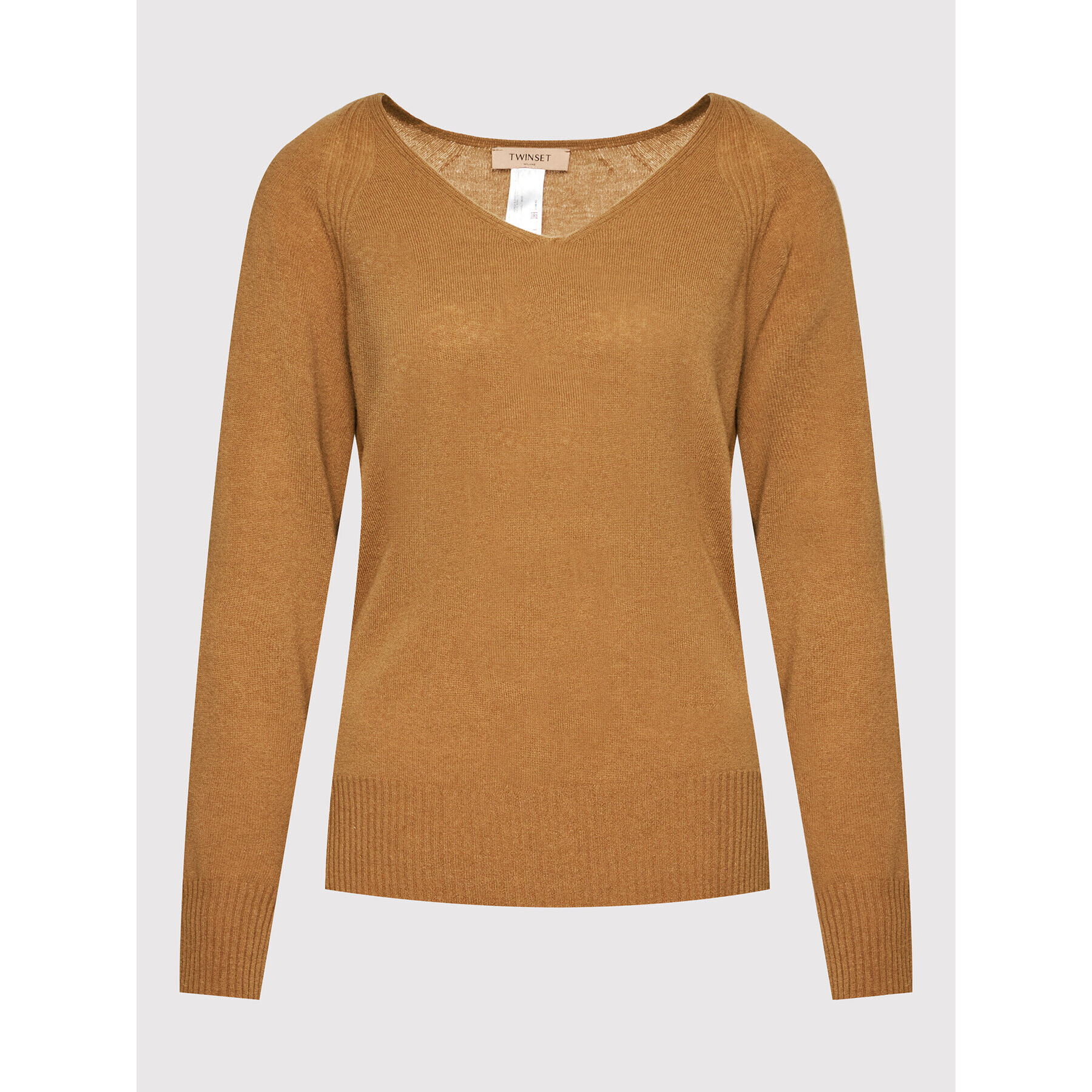 TWINSET Пуловер 212TT3121 Кафяв Loose Fit - Pepit.bg