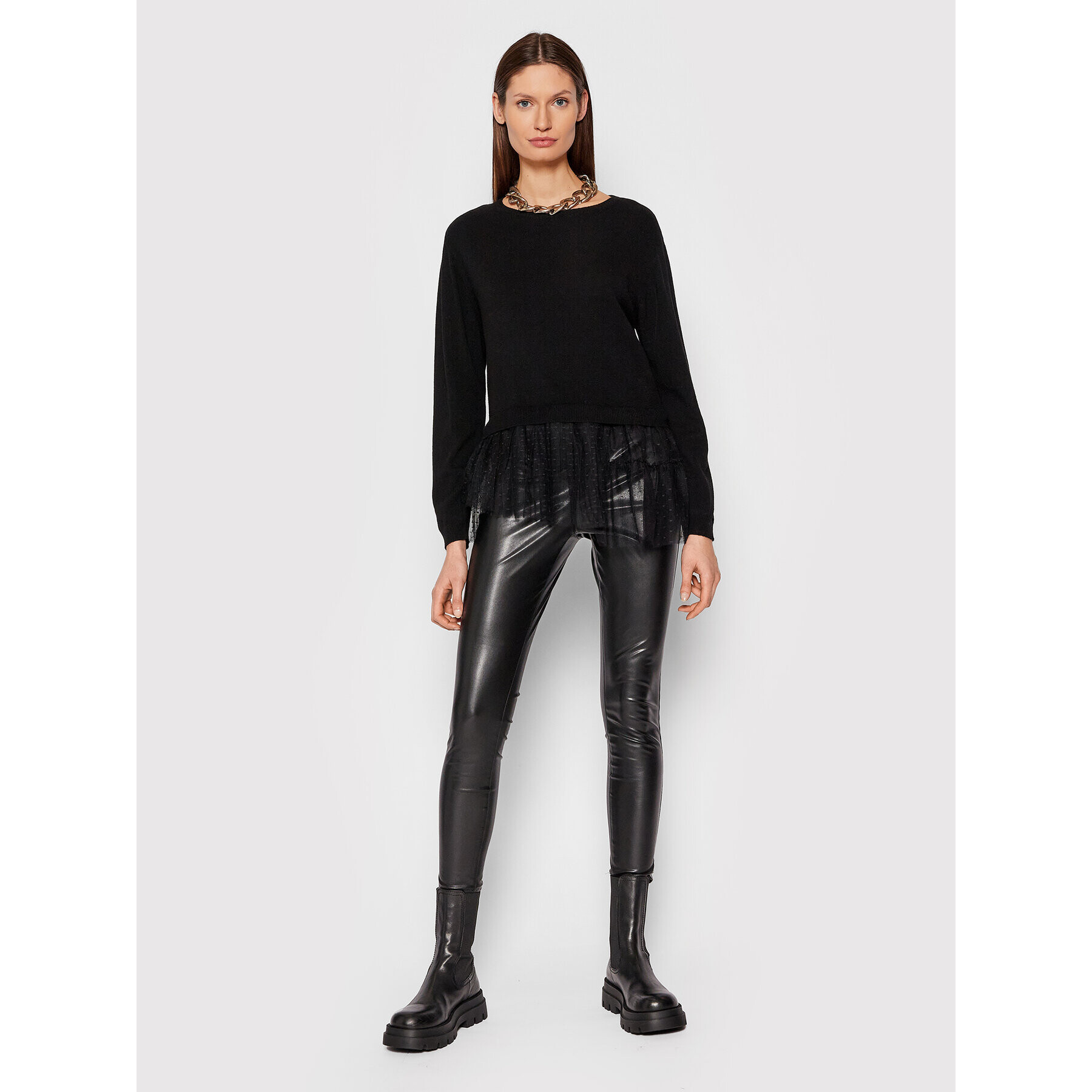 TWINSET Пуловер 212TT3172 Черен Regular Fit - Pepit.bg
