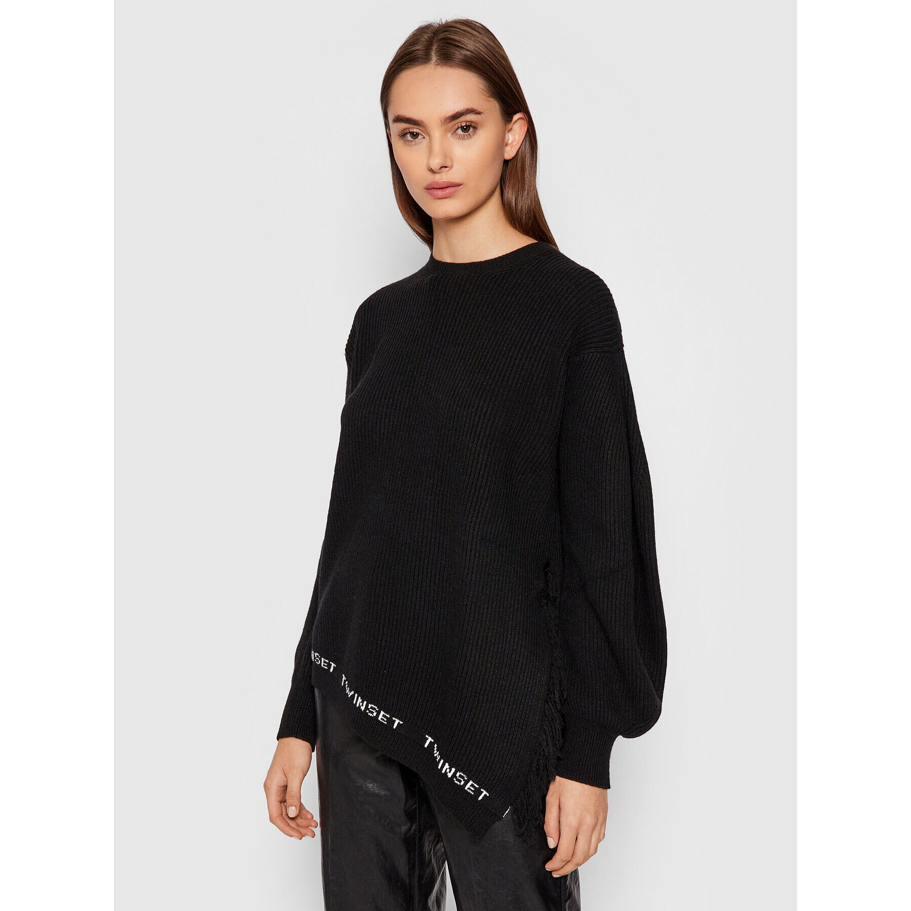 TWINSET Пуловер 212TT3301 Черен Loose Fit - Pepit.bg