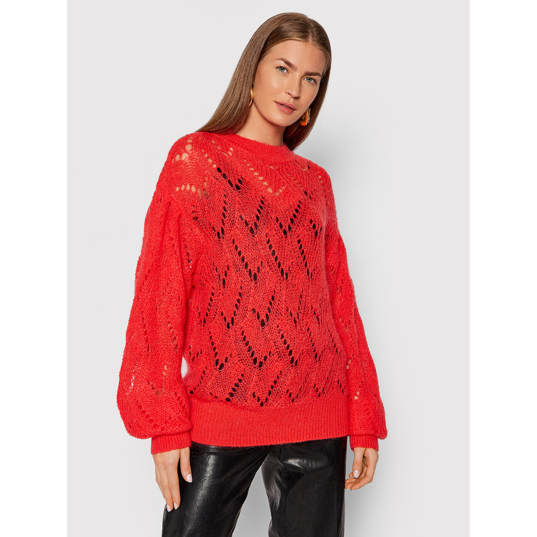 TWINSET Пуловер 212TT338 Червен Relaxed Fit - Pepit.bg