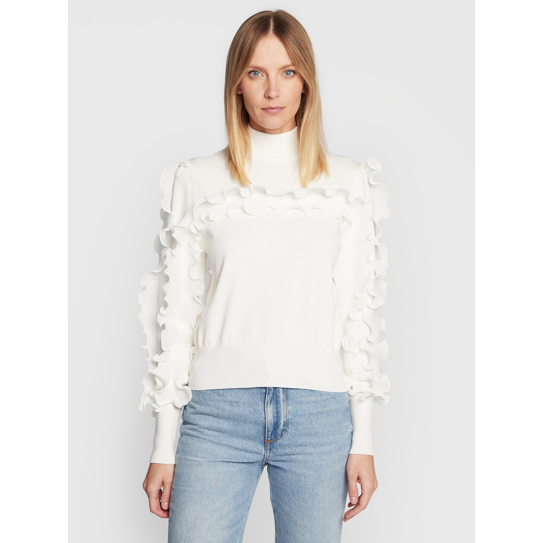 TWINSET Пуловер 222AP3231 Бял Regular Fit - Pepit.bg