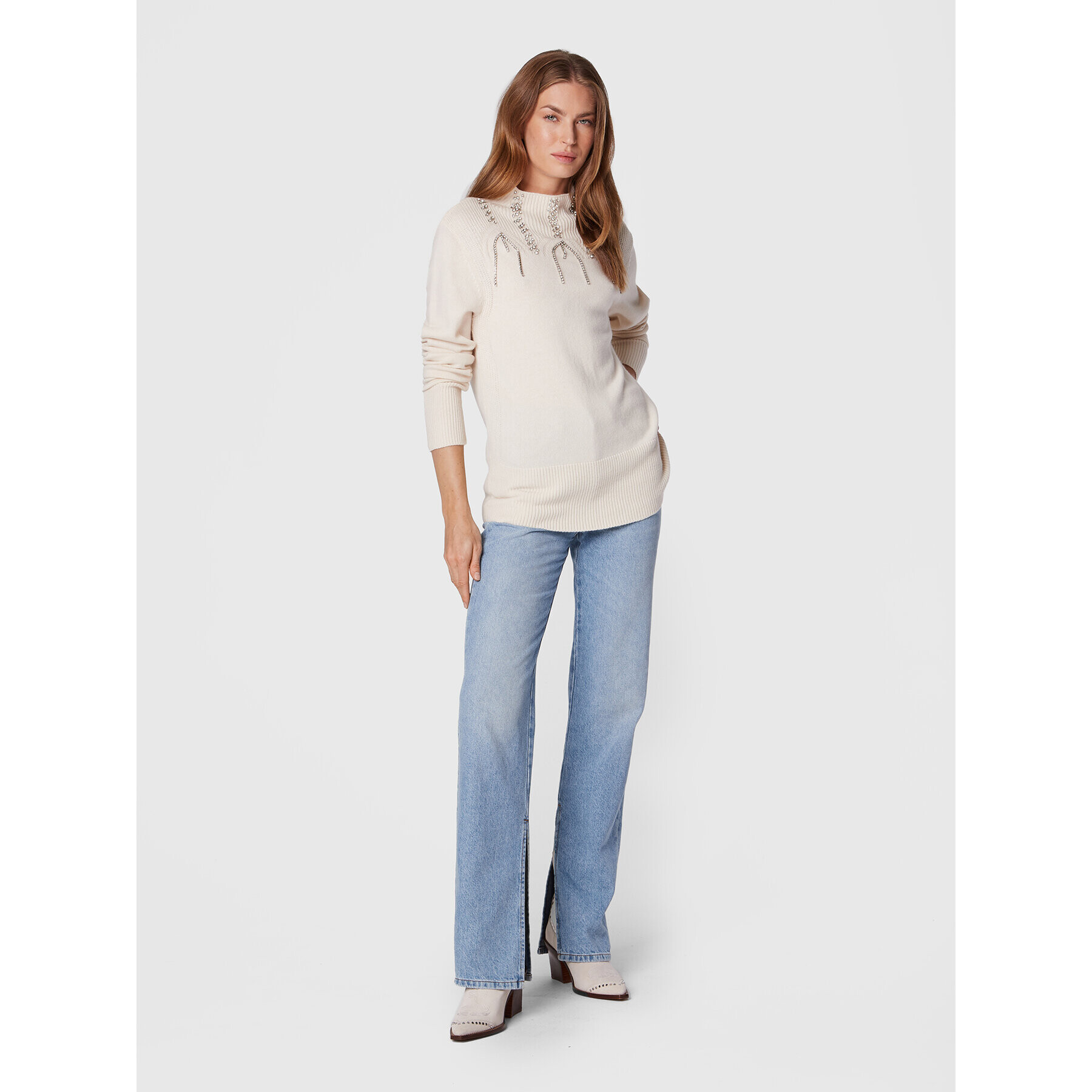 TWINSET Пуловер 222AP3332 Бежов Regular Fit - Pepit.bg