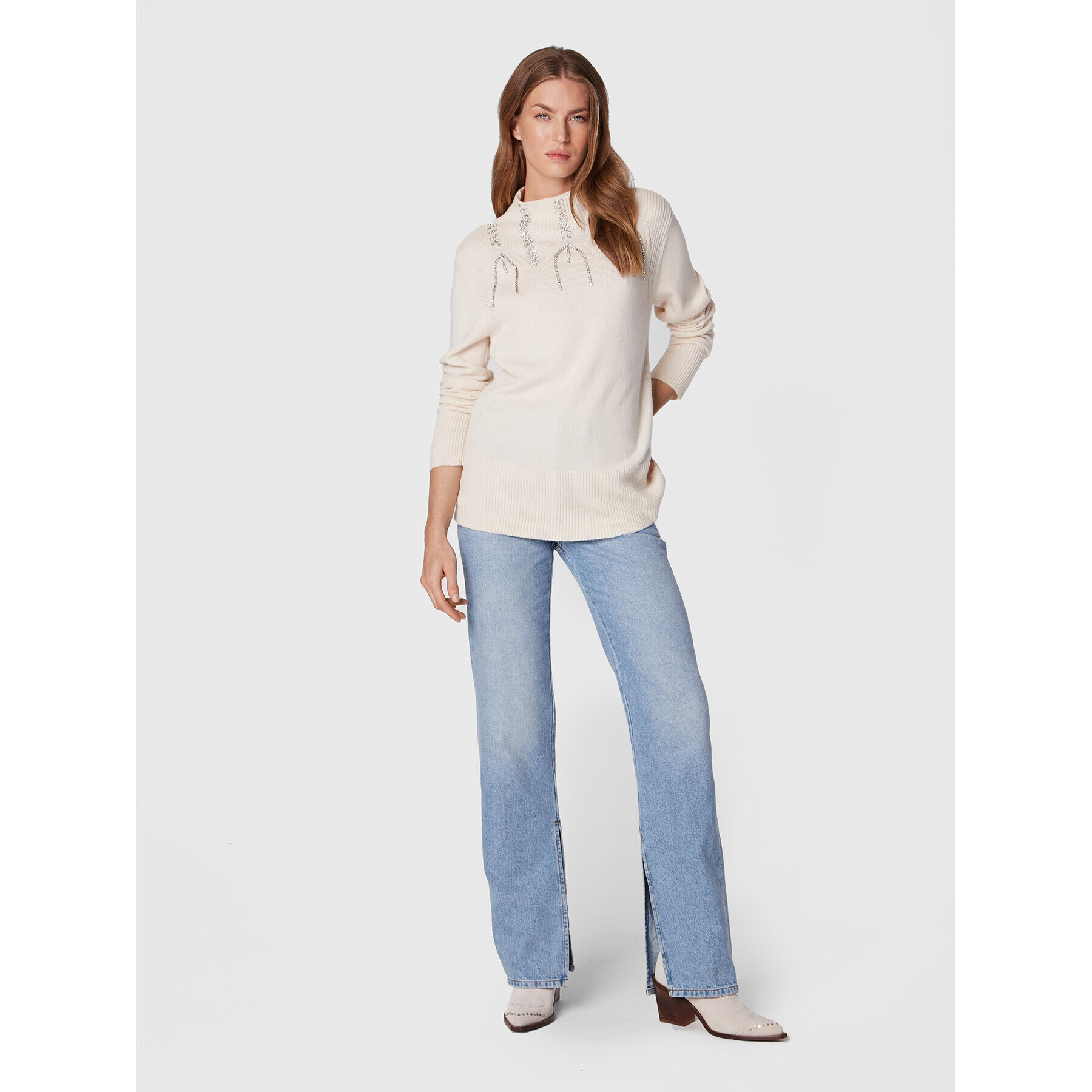 TWINSET Пуловер 222AP3332 Бежов Regular Fit - Pepit.bg