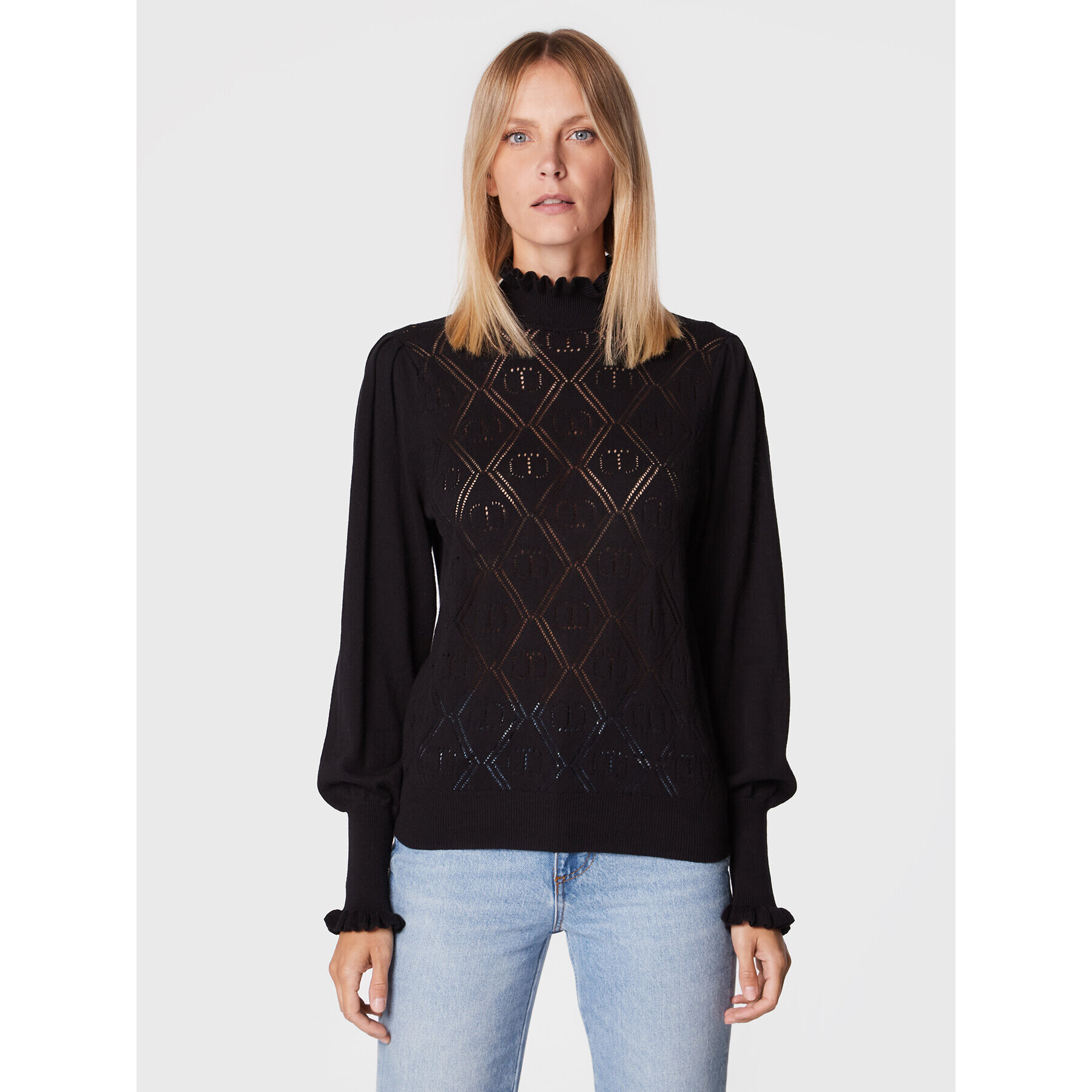 TWINSET Пуловер 222TP3101 Черен Regular Fit - Pepit.bg