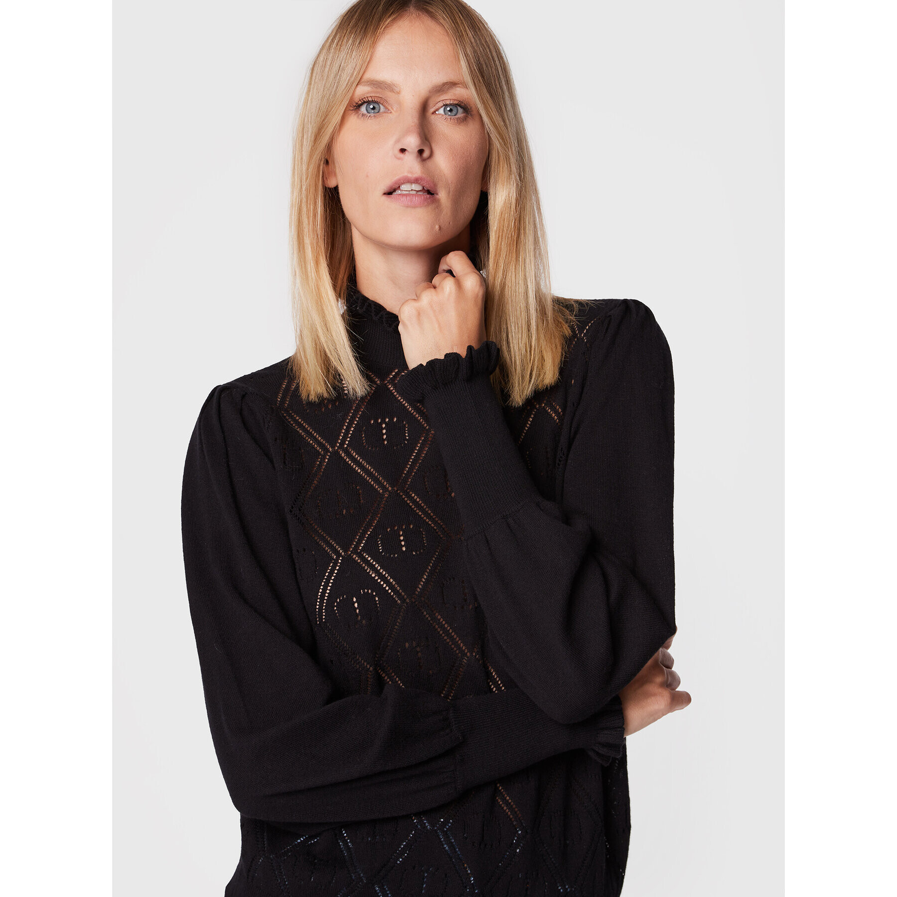 TWINSET Пуловер 222TP3101 Черен Regular Fit - Pepit.bg