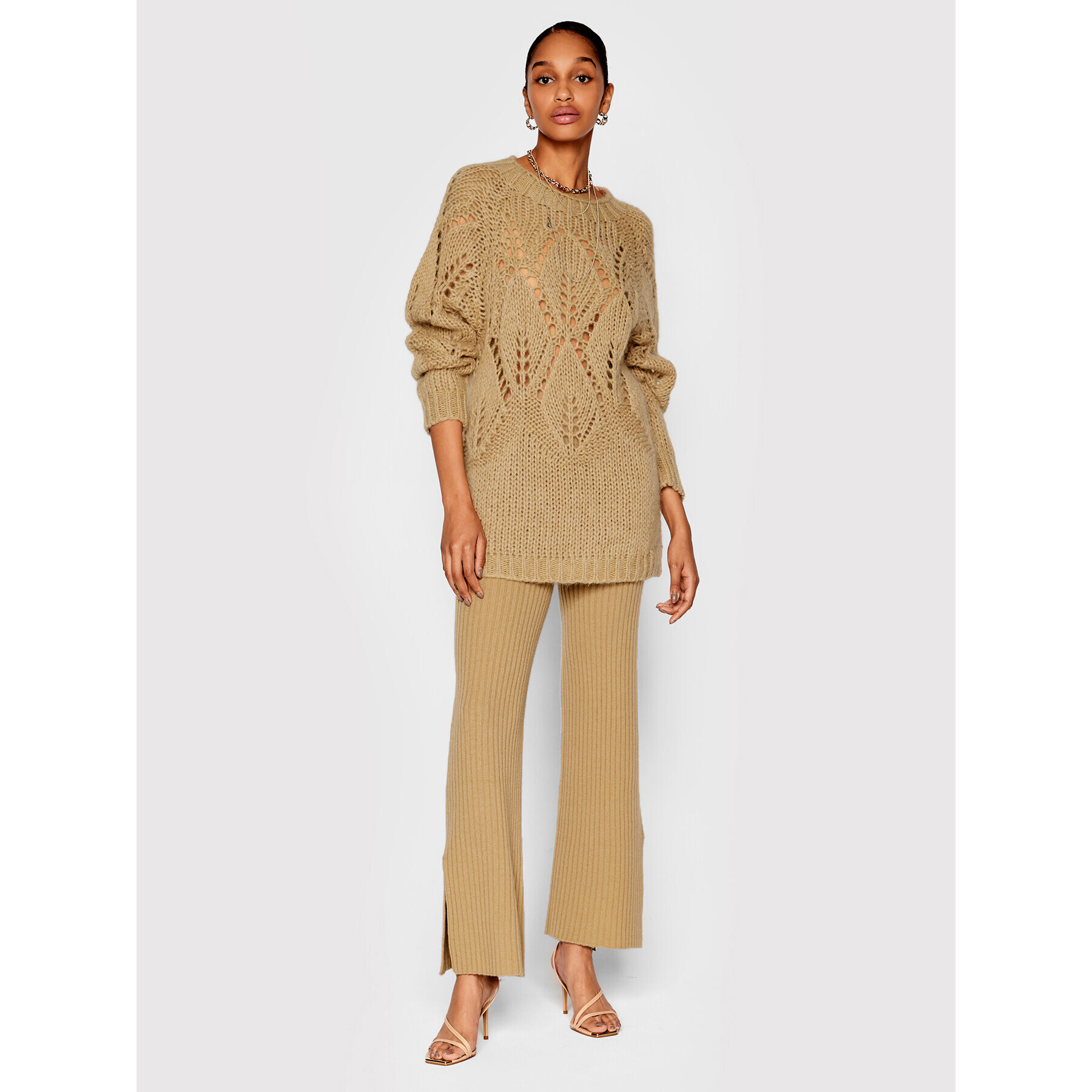 TWINSET Пуловер 222TP3232 Кафяв Oversize - Pepit.bg