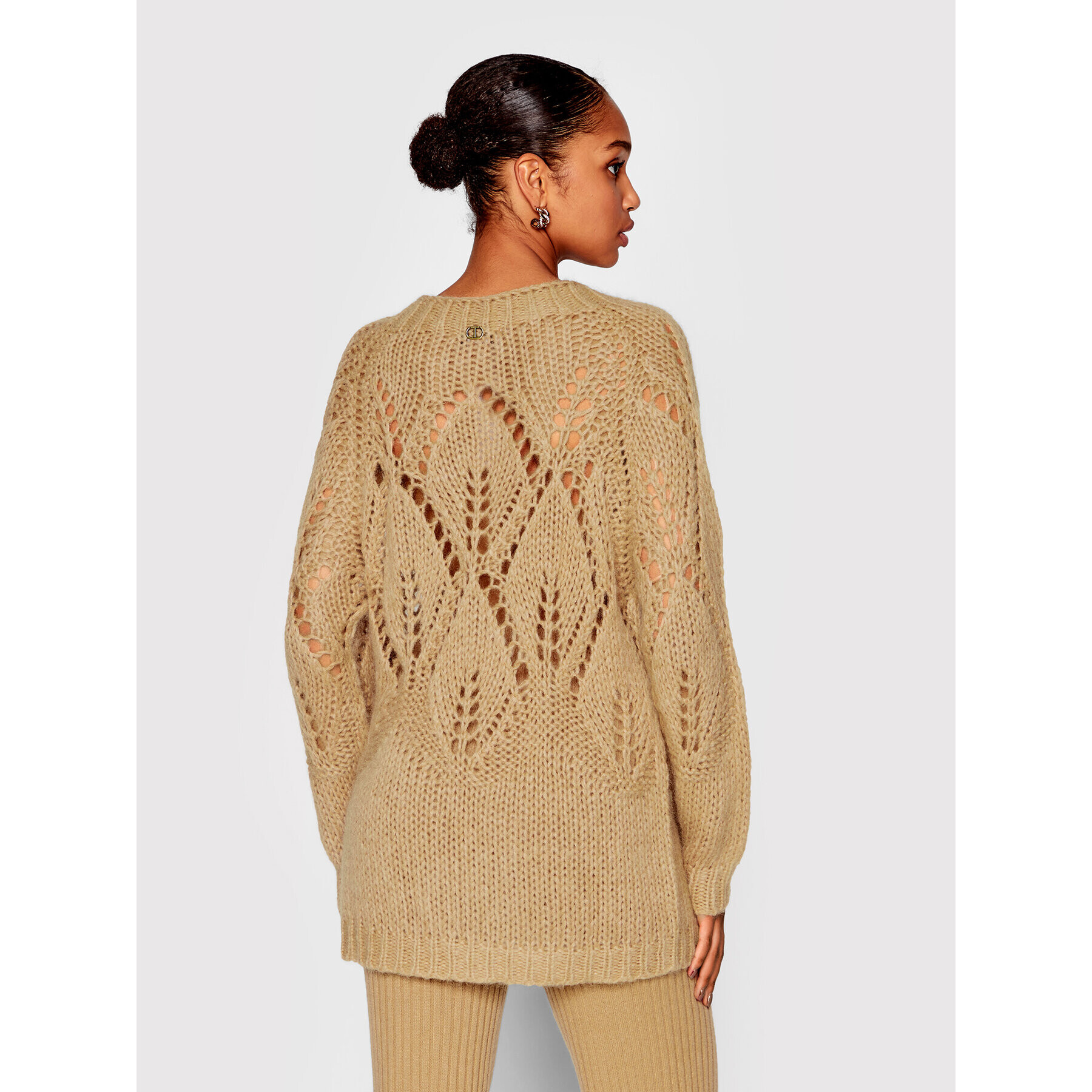 TWINSET Пуловер 222TP3232 Кафяв Oversize - Pepit.bg