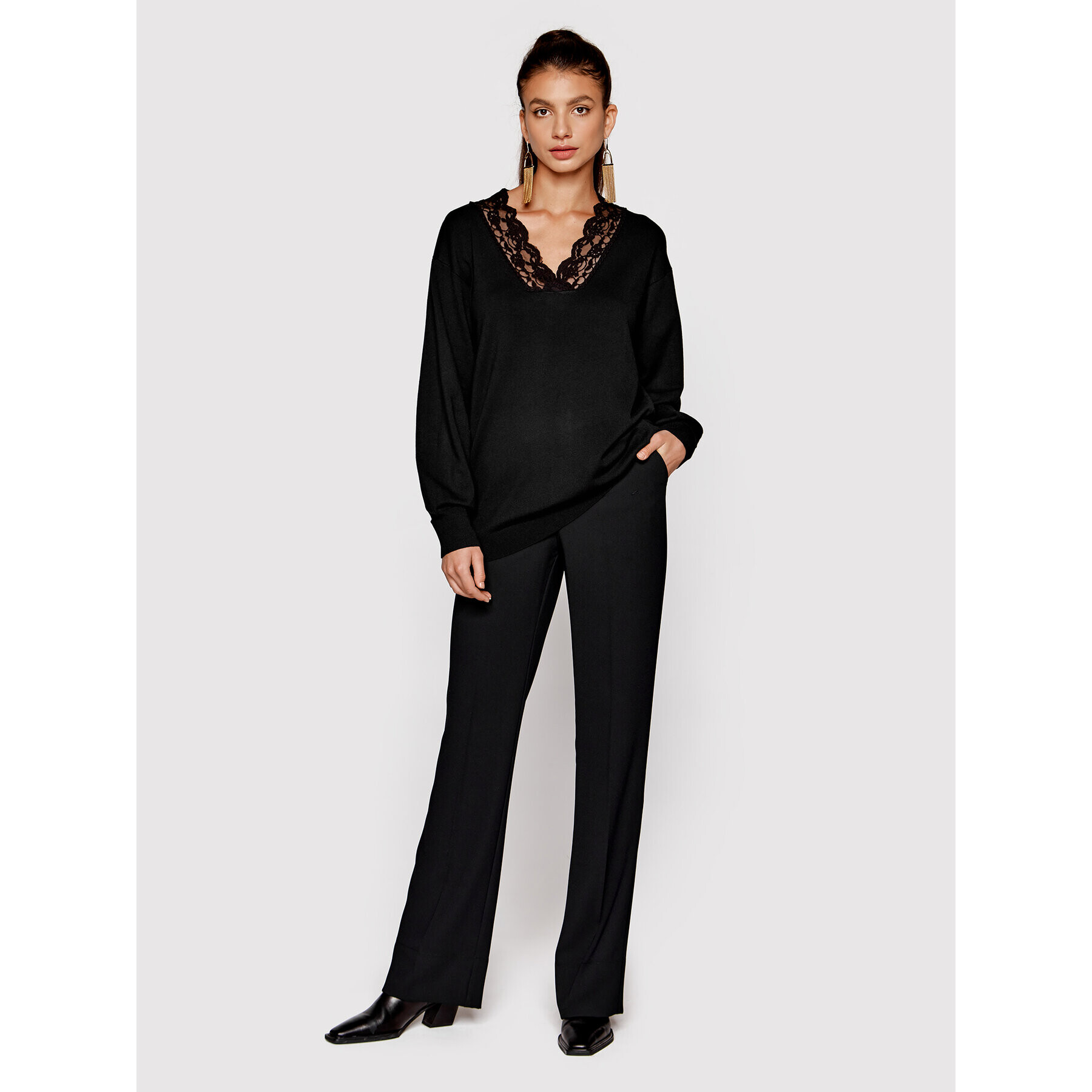 TWINSET Пуловер 222TP3362 Черен Regular Fit - Pepit.bg