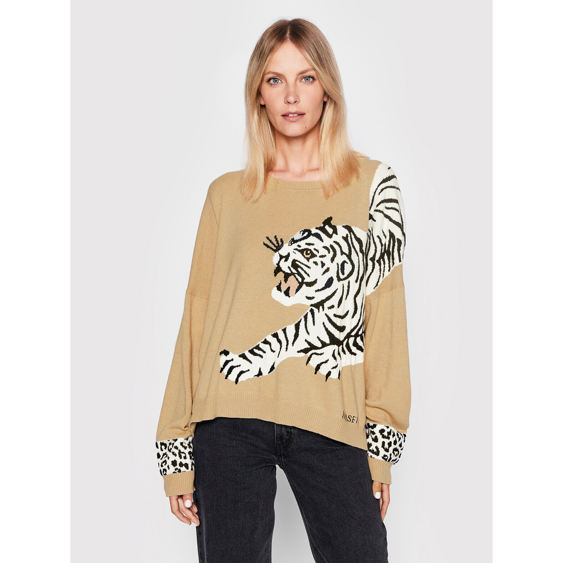 TWINSET Пуловер 222TP3570 Кафяв Regular Fit - Pepit.bg