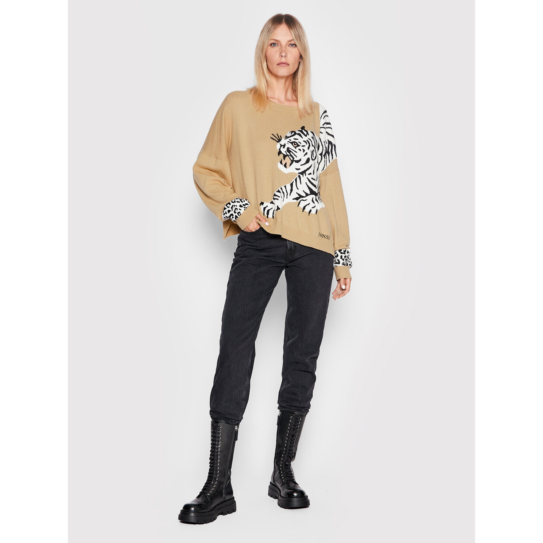 TWINSET Пуловер 222TP3570 Кафяв Regular Fit - Pepit.bg