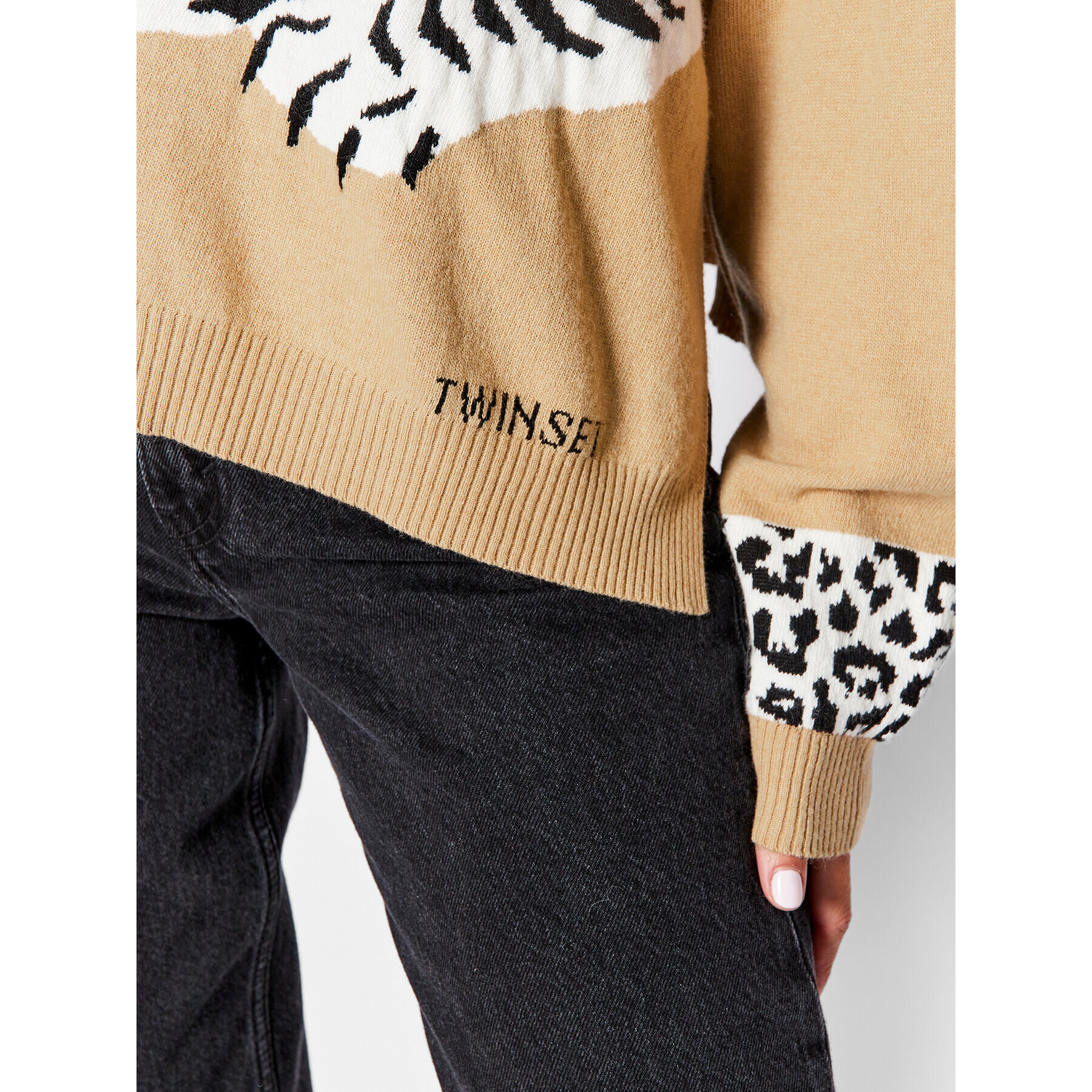 TWINSET Пуловер 222TP3570 Кафяв Regular Fit - Pepit.bg