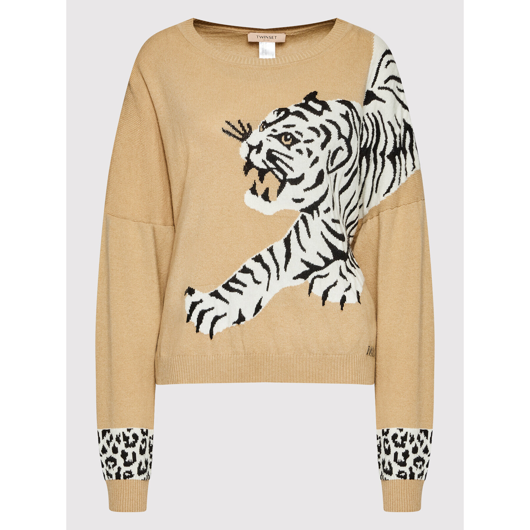 TWINSET Пуловер 222TP3570 Кафяв Regular Fit - Pepit.bg