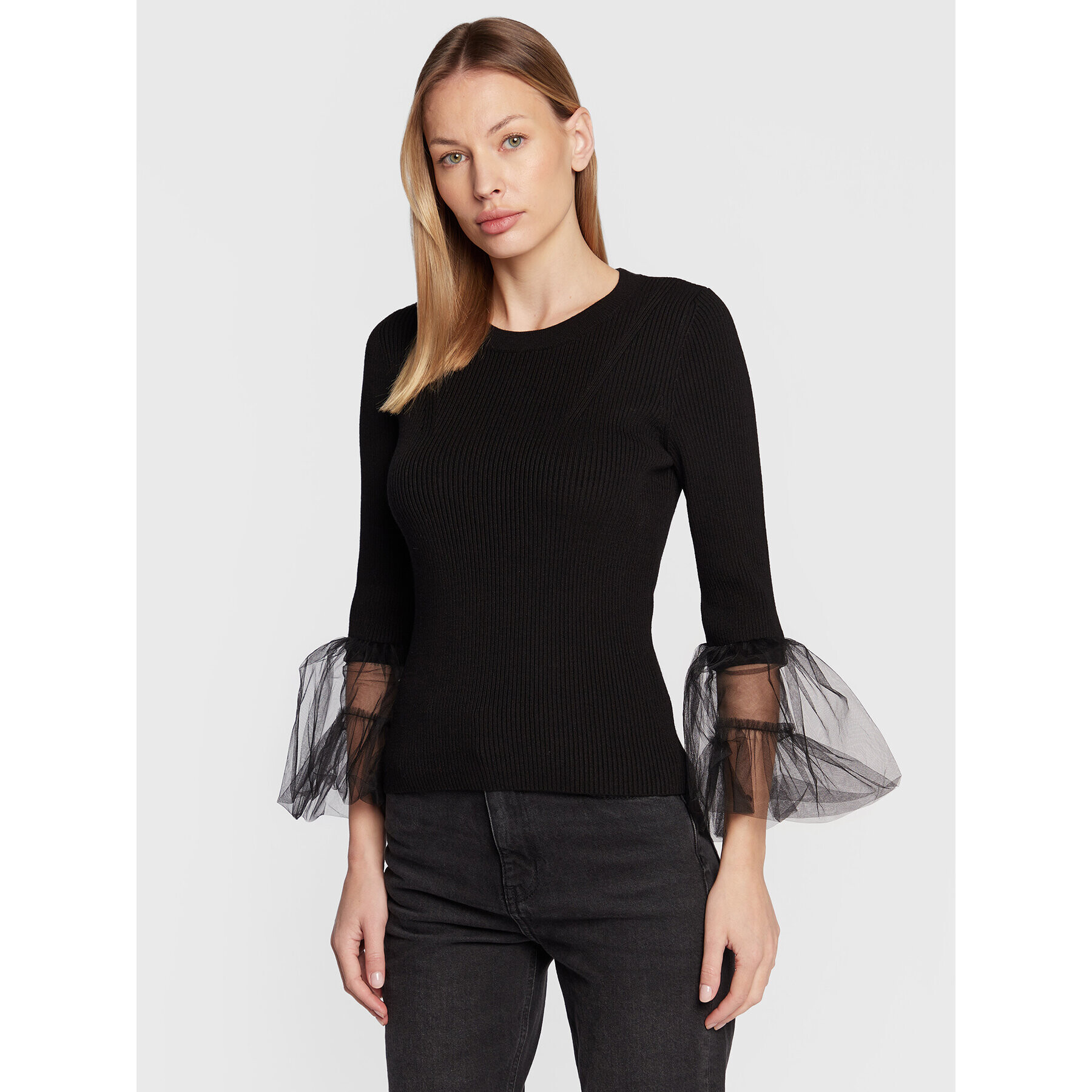 TWINSET Пуловер 222TT3101 Черен Slim Fit - Pepit.bg