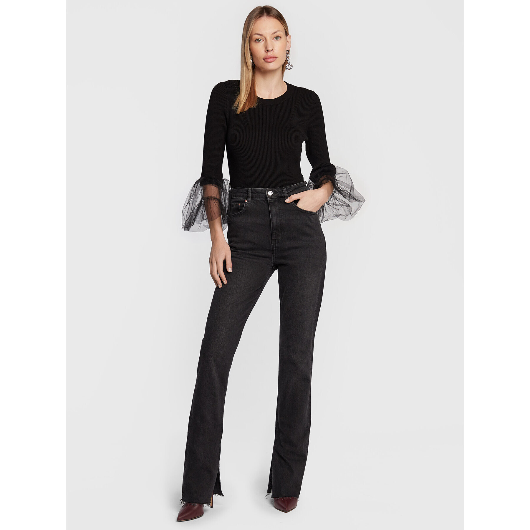 TWINSET Пуловер 222TT3101 Черен Slim Fit - Pepit.bg