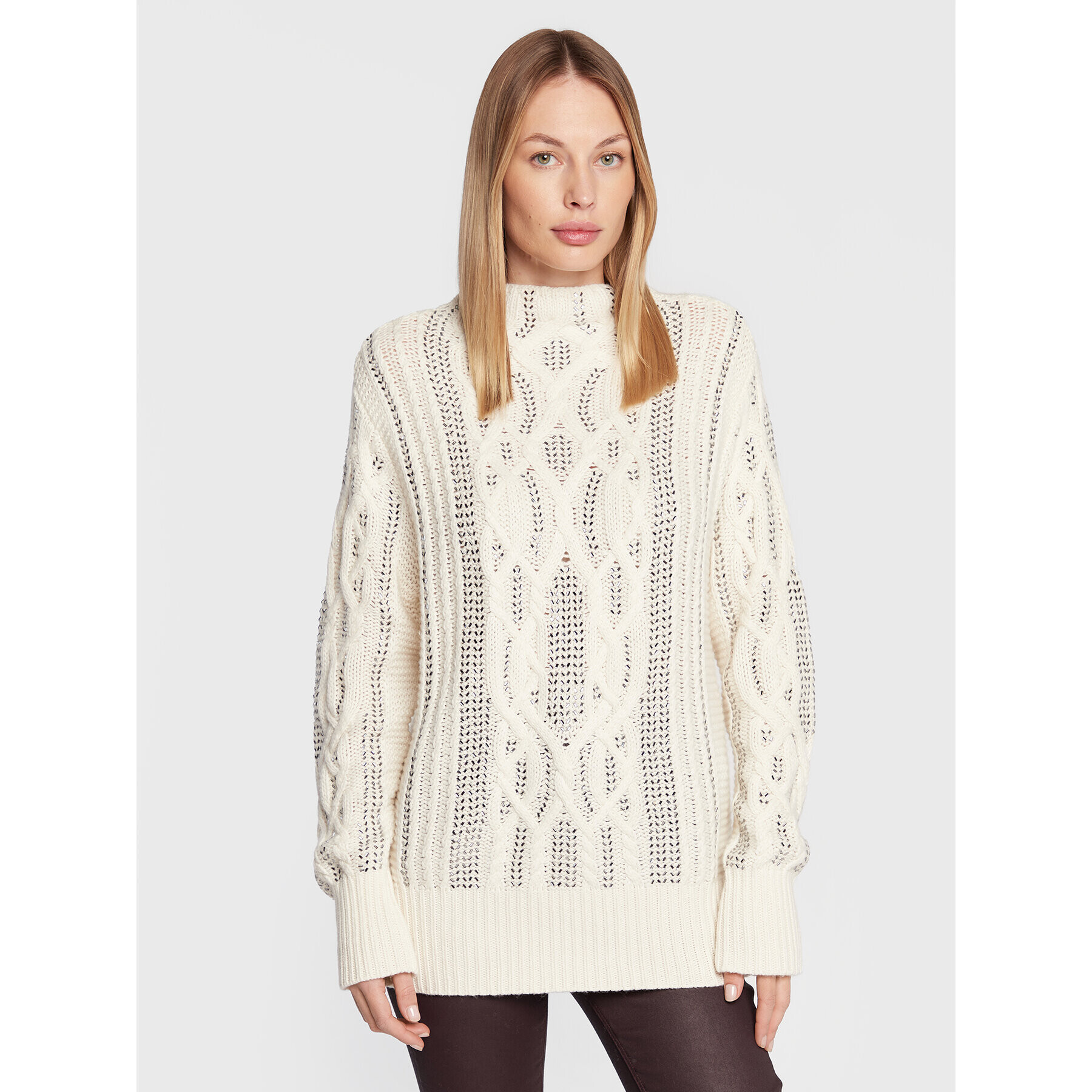 TWINSET Пуловер 222TT313 Екрю Regular Fit - Pepit.bg
