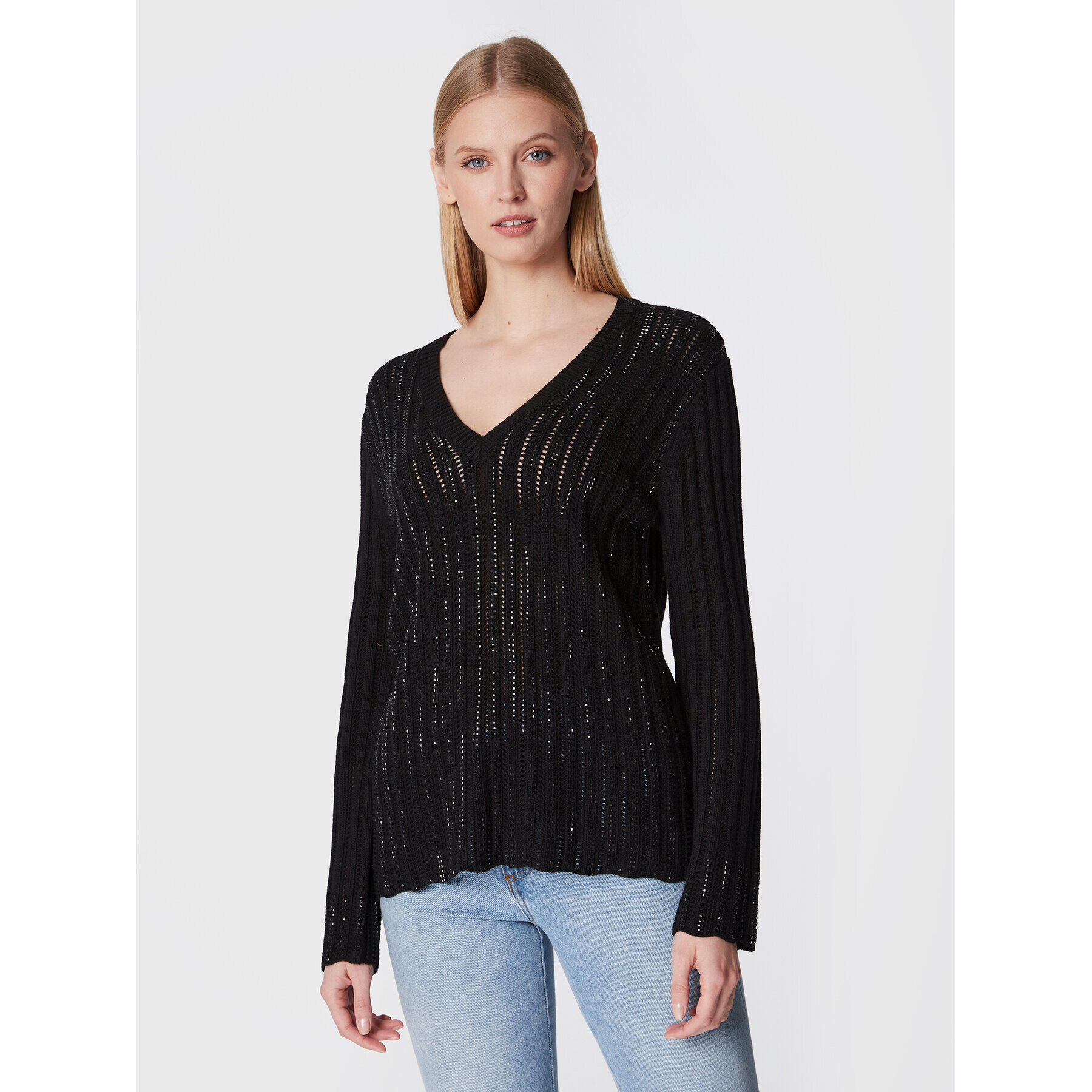 TWINSET Пуловер 222TT3130 Черен Regular Fit - Pepit.bg