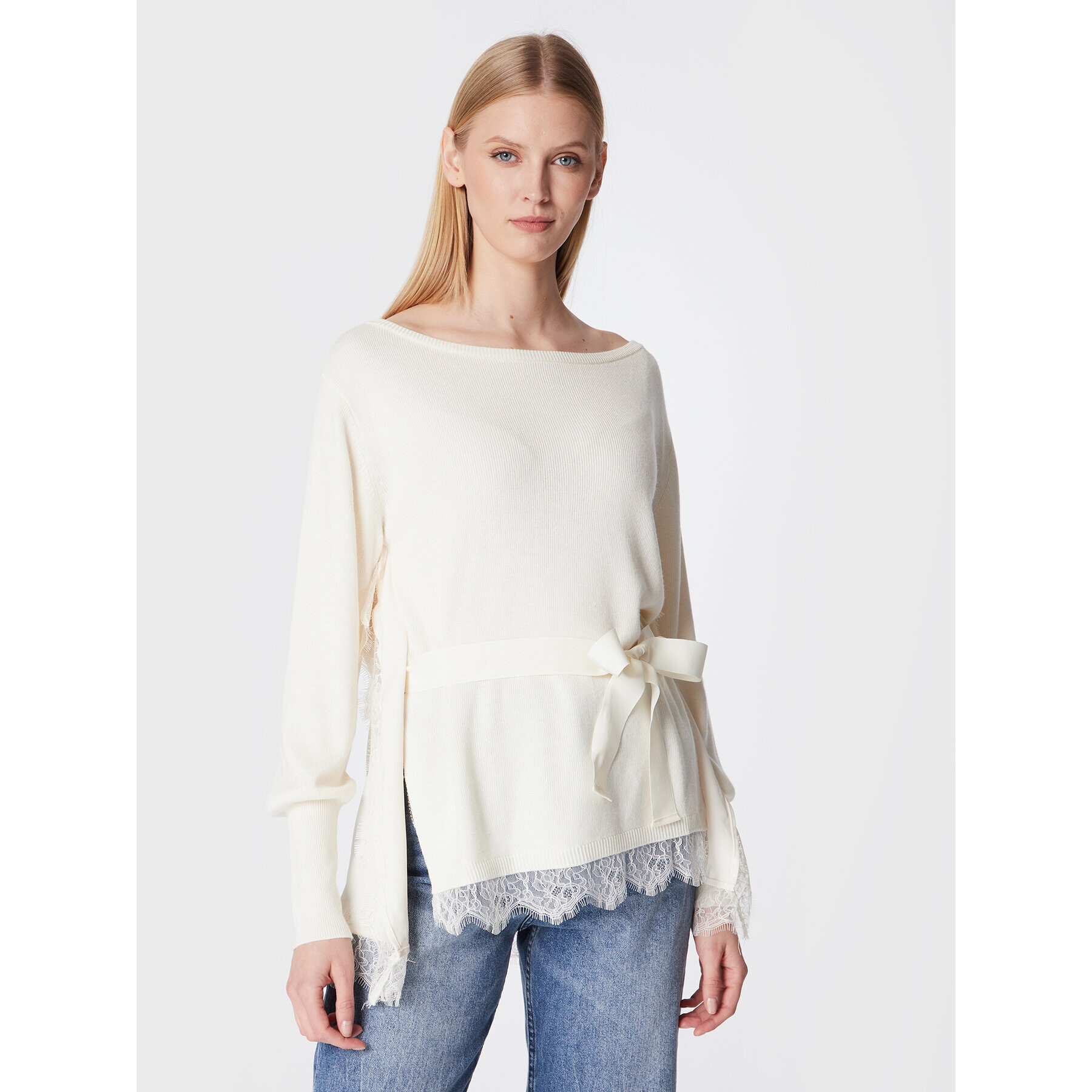 TWINSET Пуловер 222TT3282 Екрю Relaxed Fit - Pepit.bg