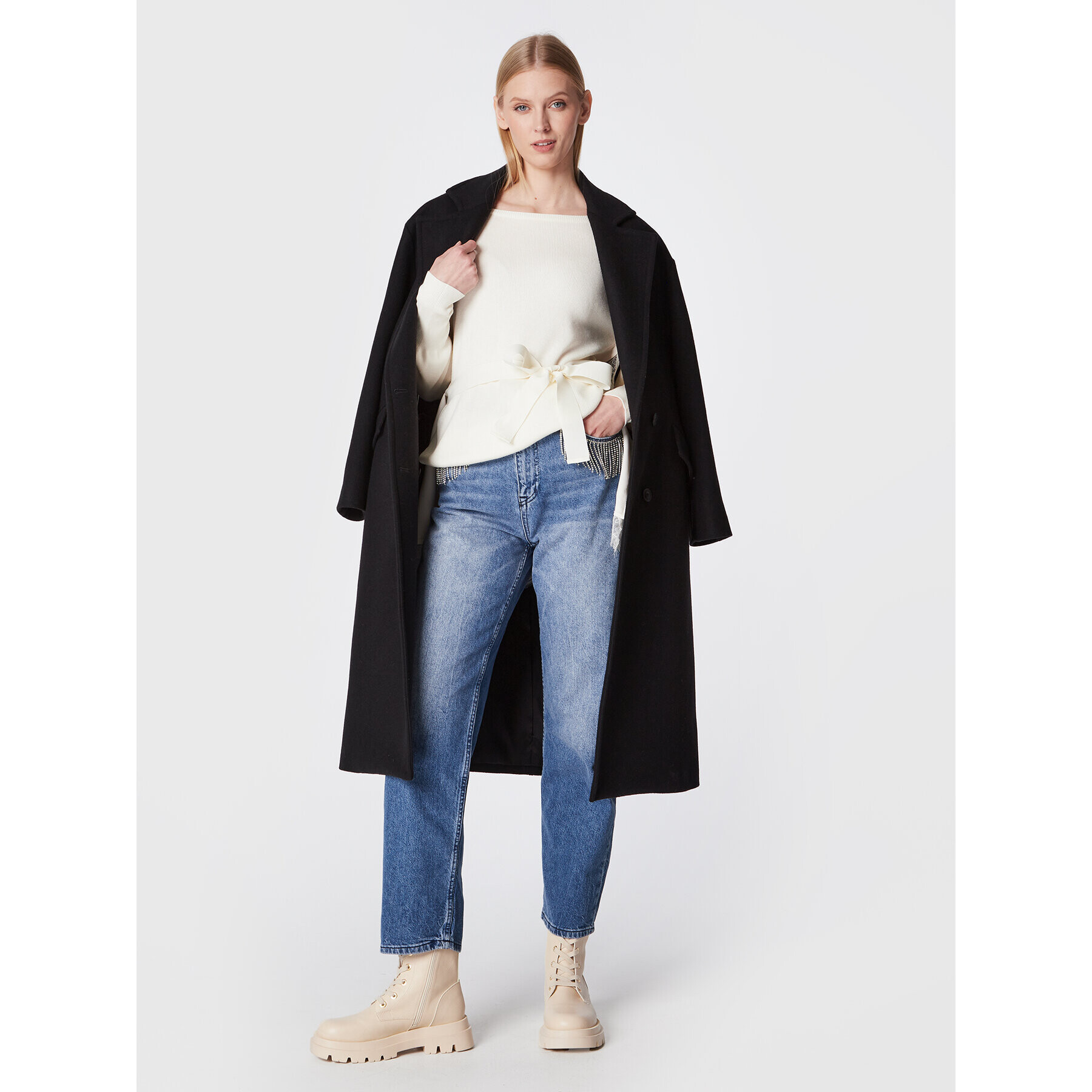 TWINSET Пуловер 222TT3282 Екрю Relaxed Fit - Pepit.bg