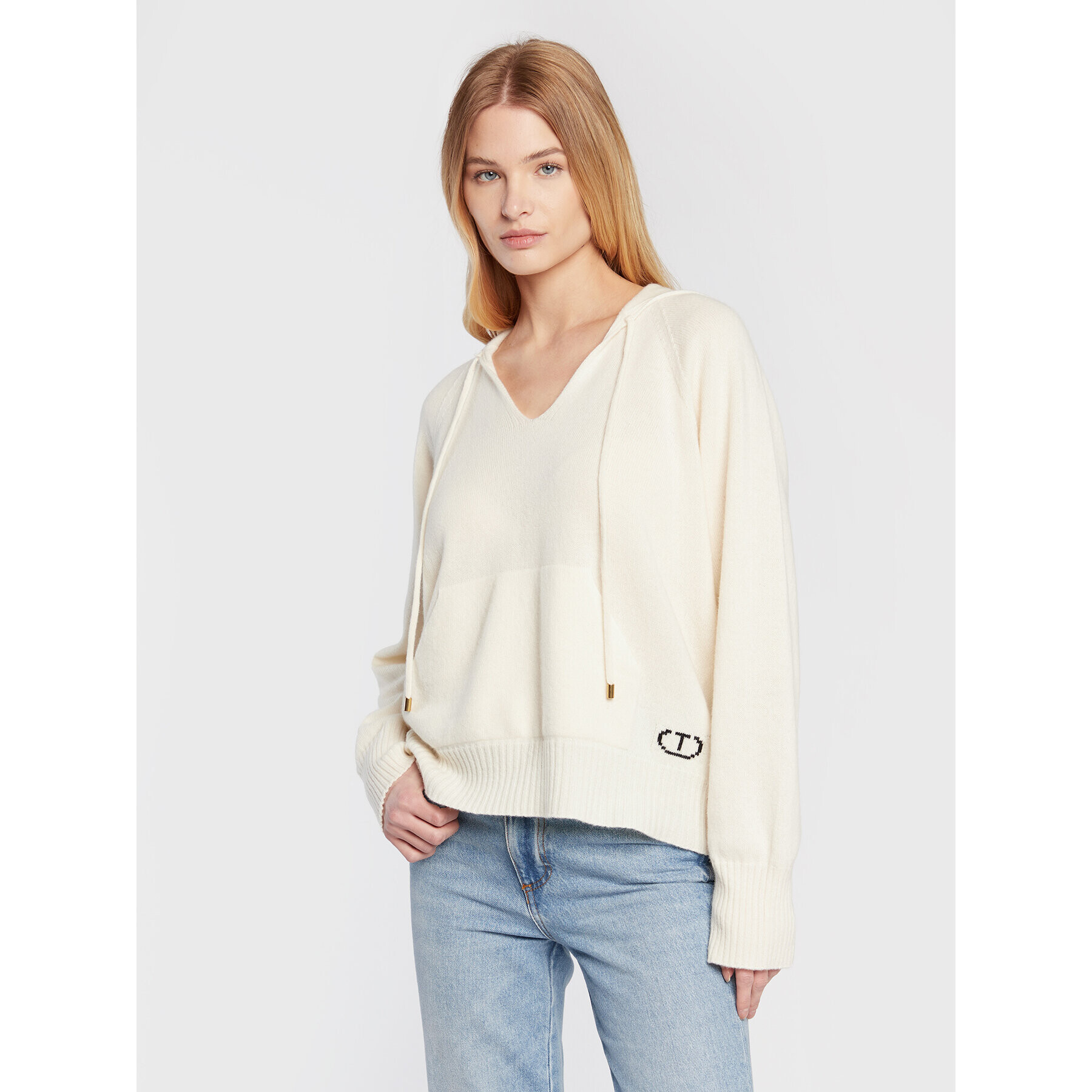 TWINSET Пуловер 222TT3355 Екрю Relaxed Fit - Pepit.bg