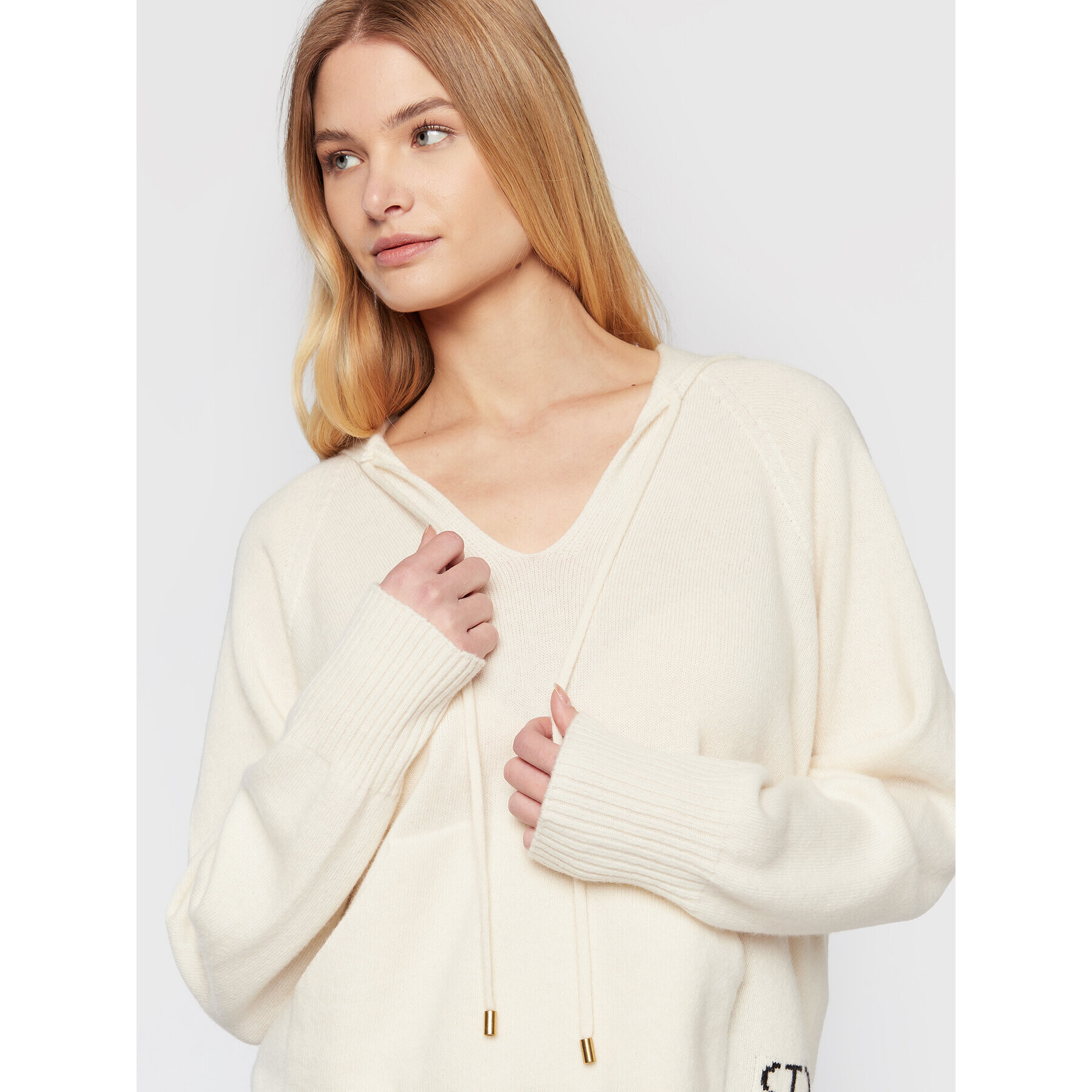 TWINSET Пуловер 222TT3355 Екрю Relaxed Fit - Pepit.bg