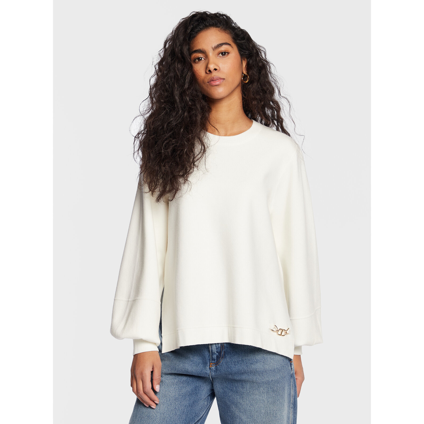 TWINSET Пуловер 231TP3103 Екрю Relaxed Fit - Pepit.bg