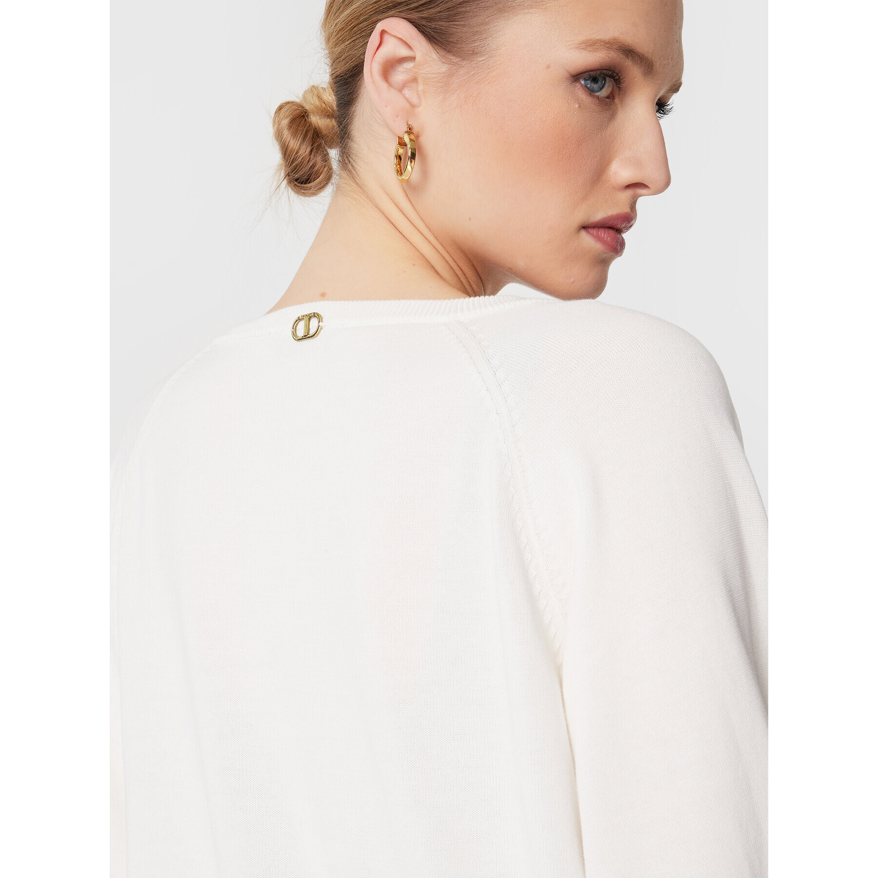 TWINSET Пуловер 231TP3230 Бял Relaxed Fit - Pepit.bg