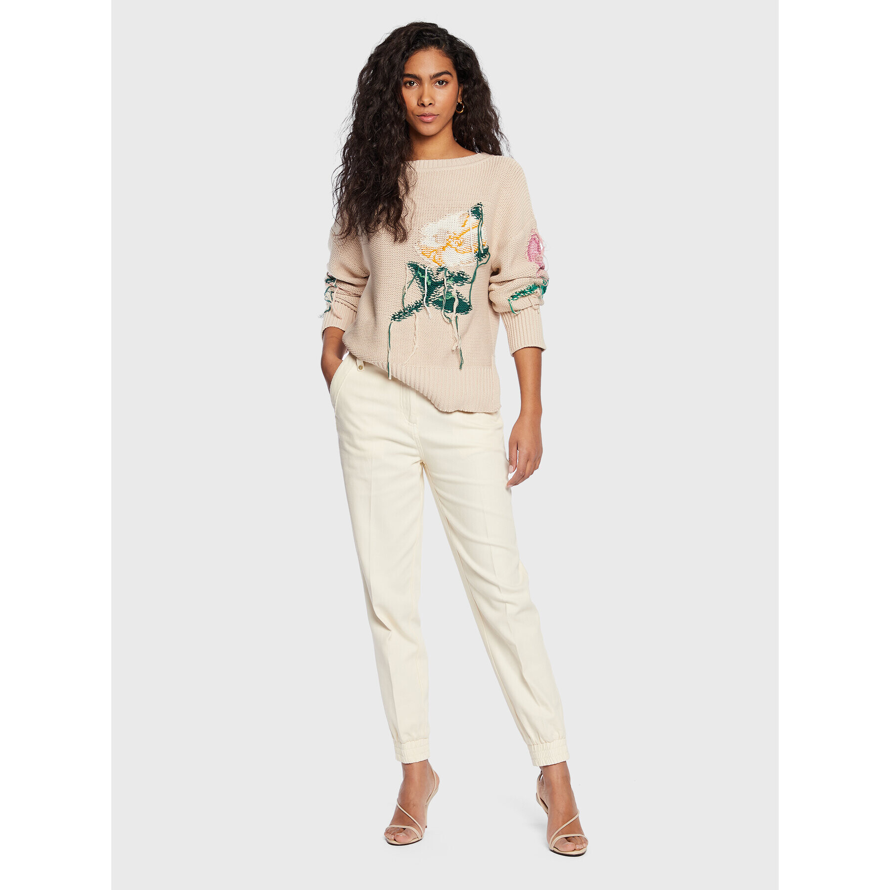 TWINSET Пуловер 231TP3461 Бежов Relaxed Fit - Pepit.bg