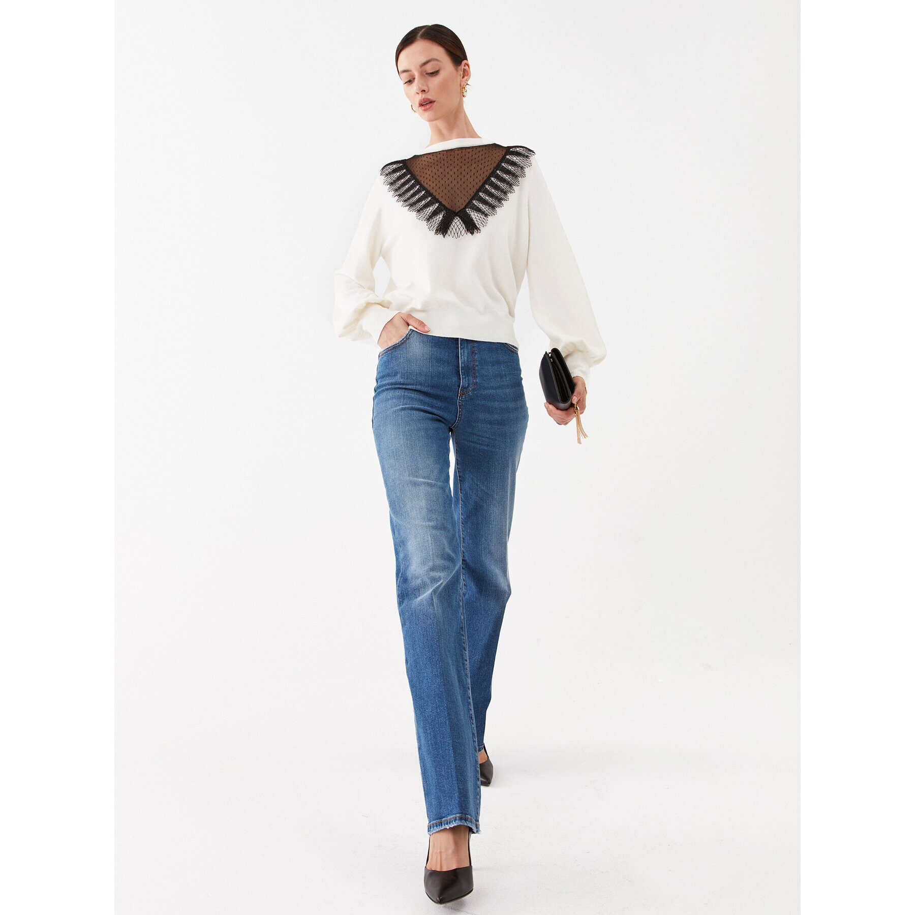 TWINSET Пуловер 232TP3422 Екрю Regular Fit - Pepit.bg