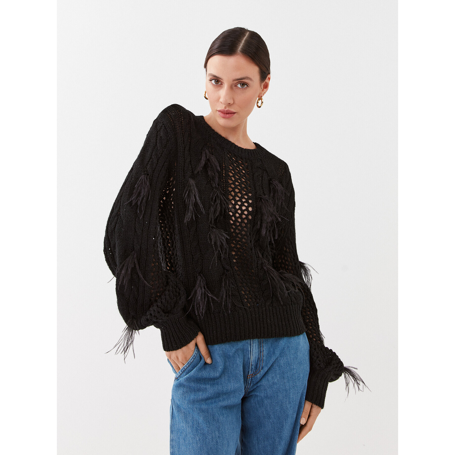 TWINSET Пуловер 232TP3510 Черен Regular Fit - Pepit.bg
