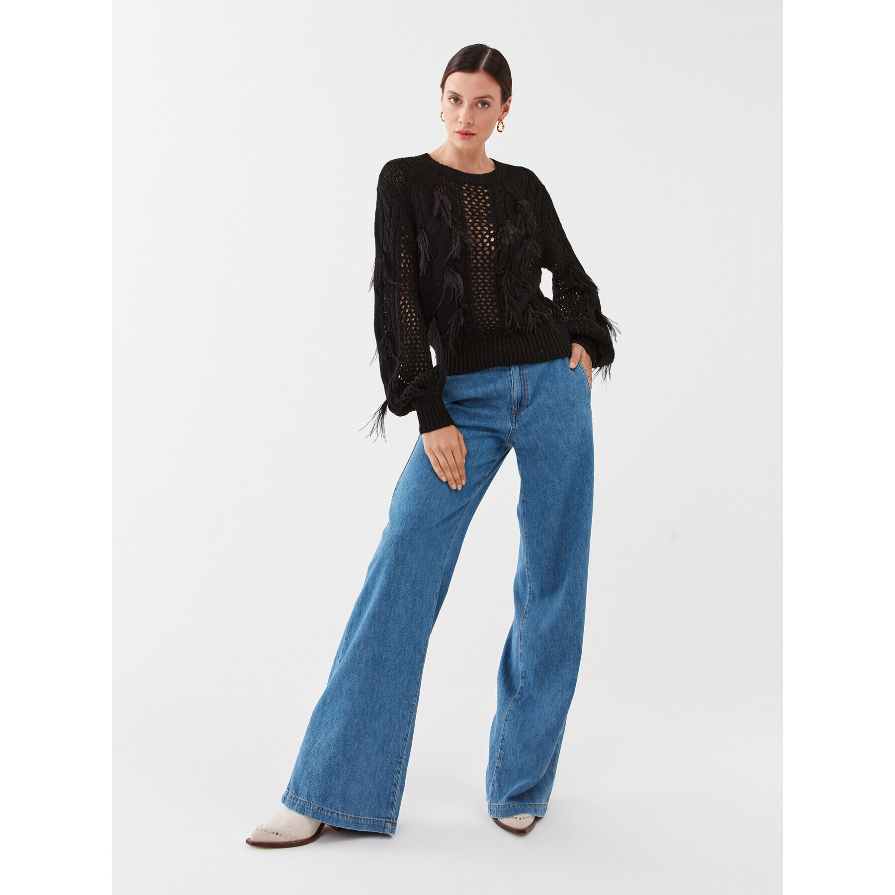 TWINSET Пуловер 232TP3510 Черен Regular Fit - Pepit.bg