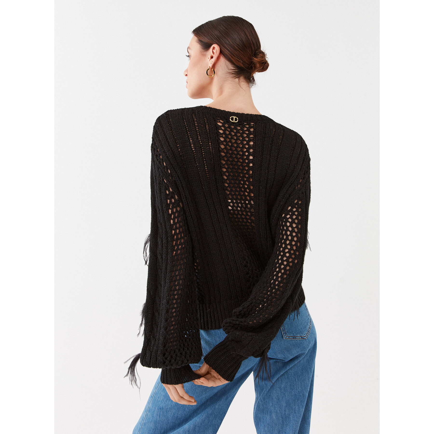 TWINSET Пуловер 232TP3510 Черен Regular Fit - Pepit.bg