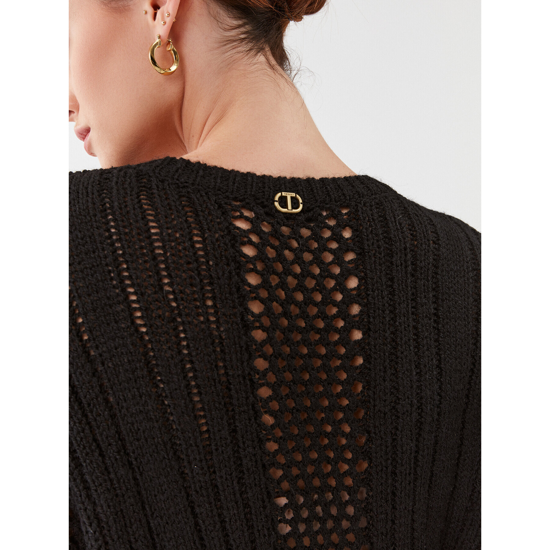 TWINSET Пуловер 232TP3510 Черен Regular Fit - Pepit.bg