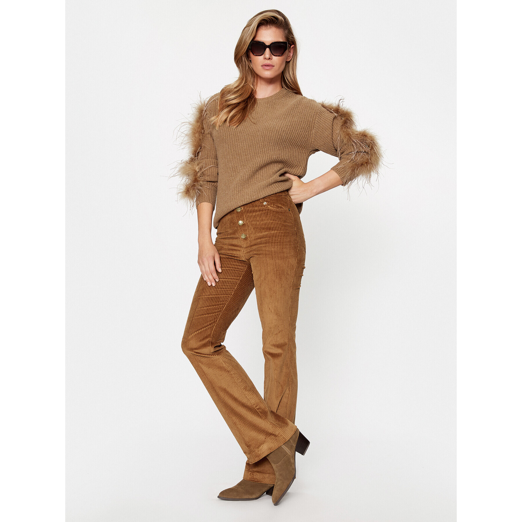 TWINSET Пуловер 232TT3330 Кафяв Regular Fit - Pepit.bg