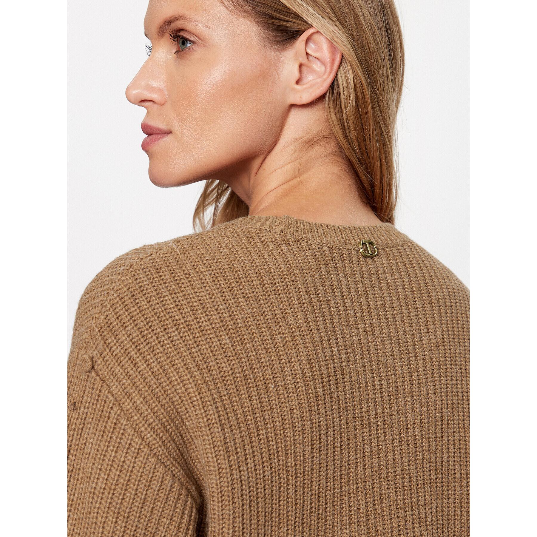 TWINSET Пуловер 232TT3330 Кафяв Regular Fit - Pepit.bg