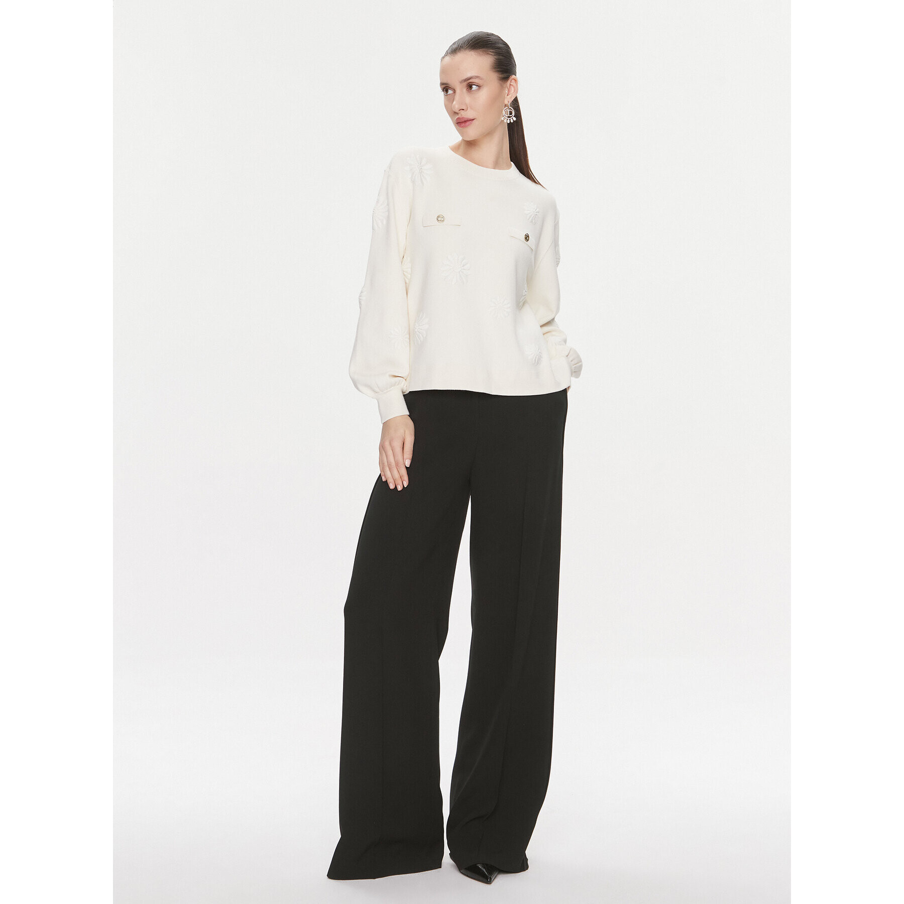 TWINSET Пуловер 241TP3090 Екрю Loose Fit - Pepit.bg