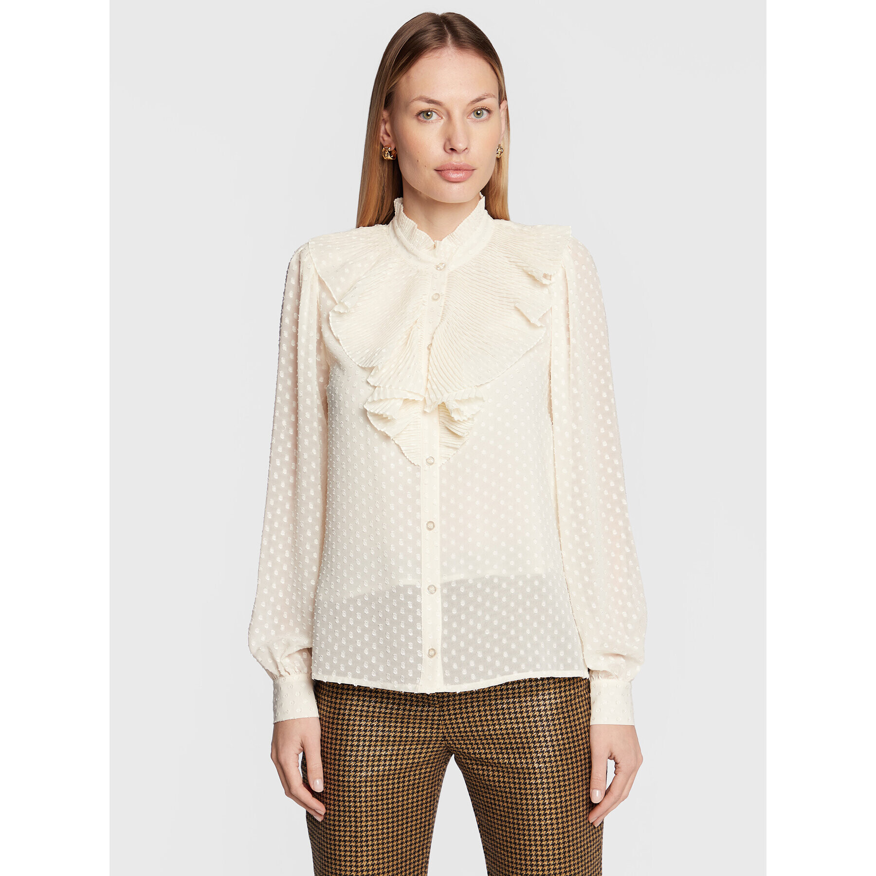 TWINSET Риза 222TT2082 Екрю Regular Fit - Pepit.bg