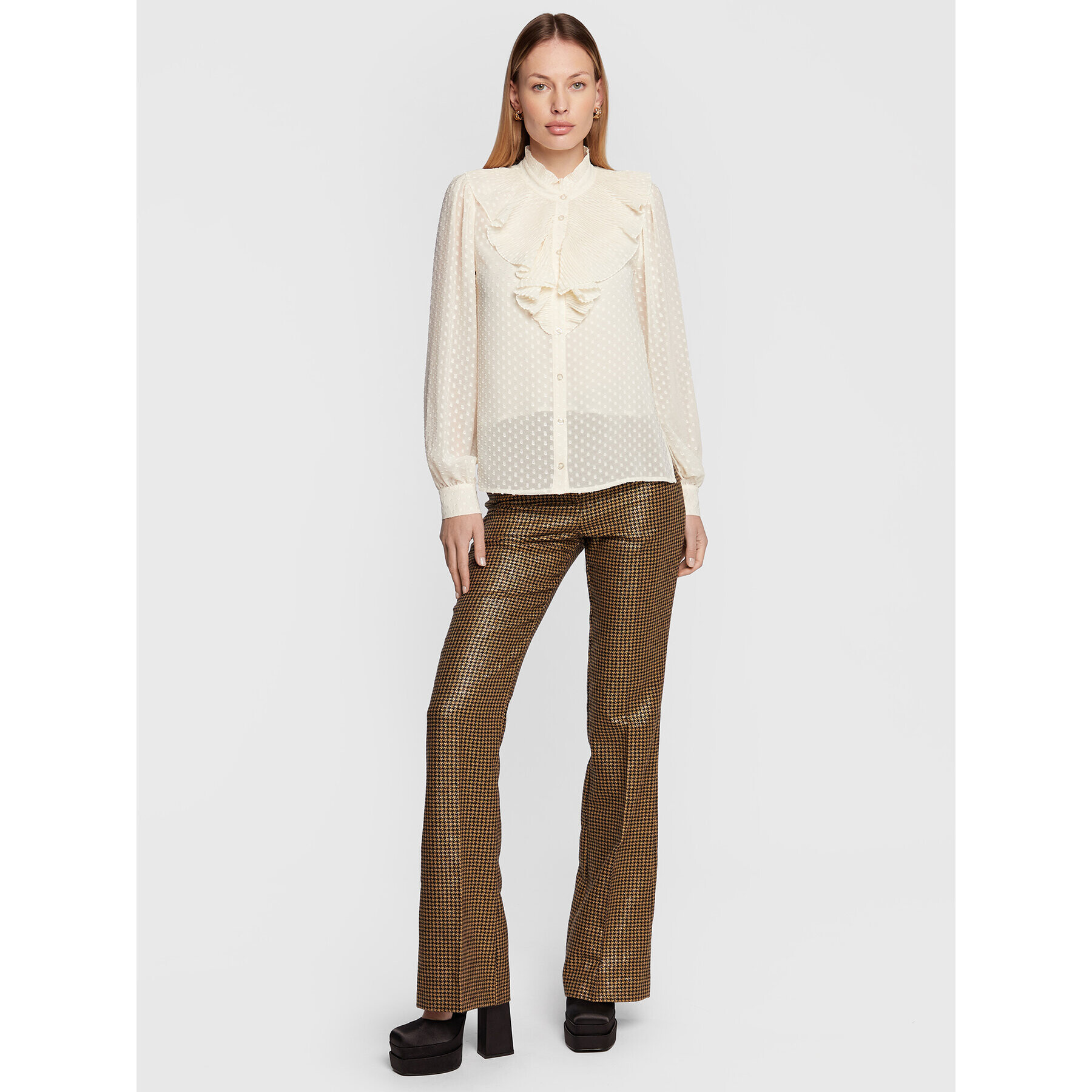 TWINSET Риза 222TT2082 Екрю Regular Fit - Pepit.bg