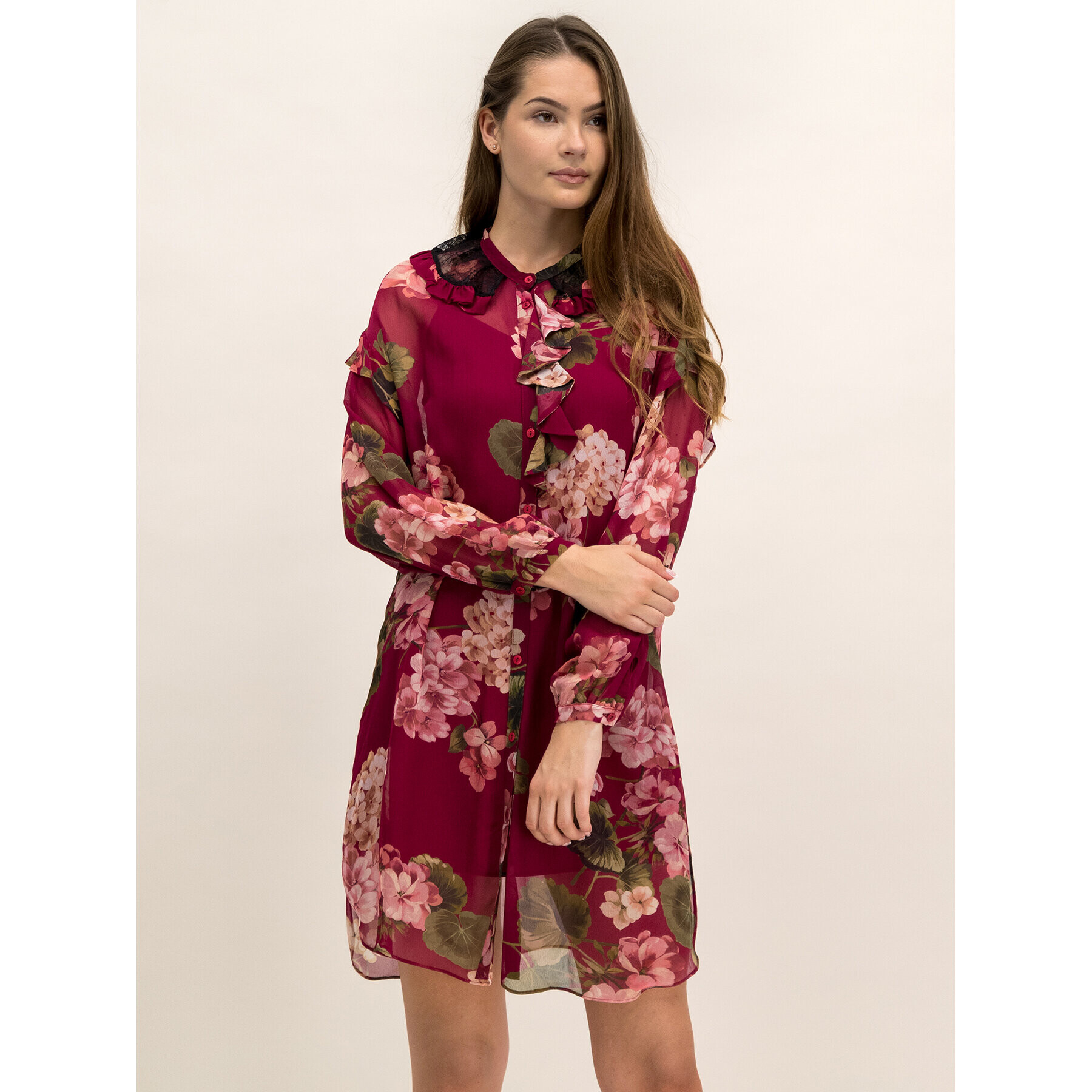 TWINSET Рокля тип риза 192TP2728 Бордо Regular Fit - Pepit.bg
