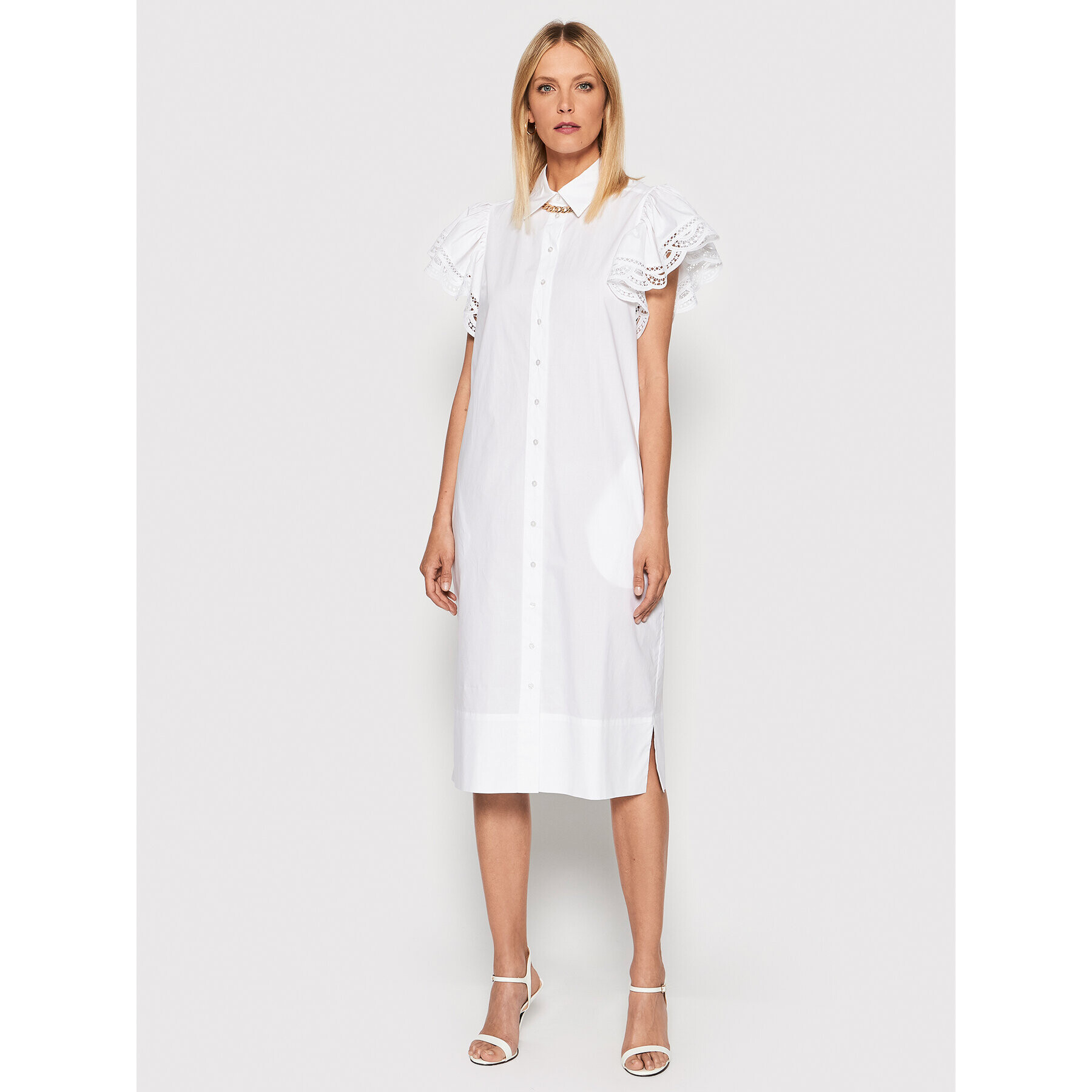 TWINSET Рокля тип риза 221TT2130 Бял Straight Fit - Pepit.bg