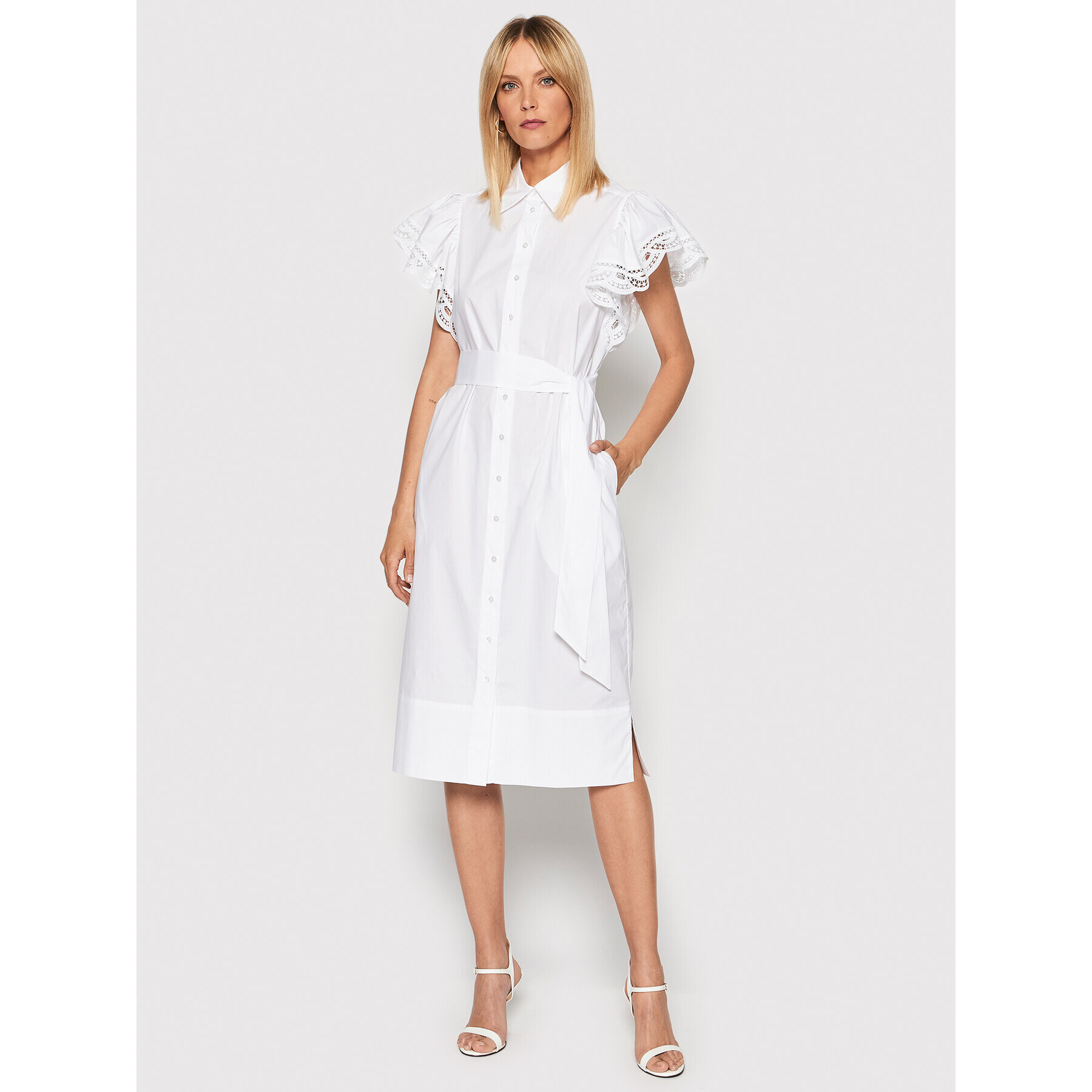 TWINSET Рокля тип риза 221TT2130 Бял Straight Fit - Pepit.bg