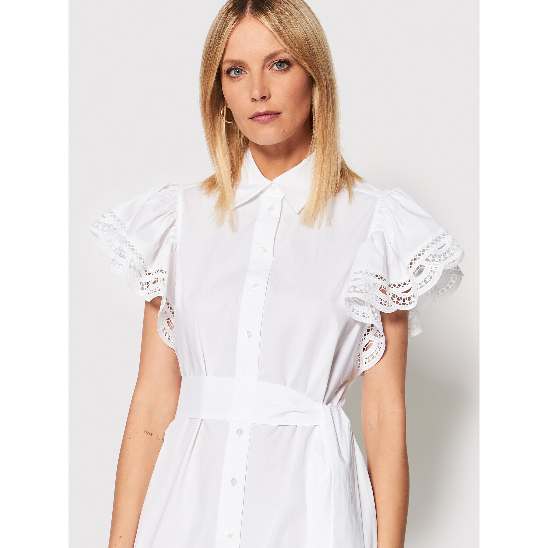 TWINSET Рокля тип риза 221TT2130 Бял Straight Fit - Pepit.bg