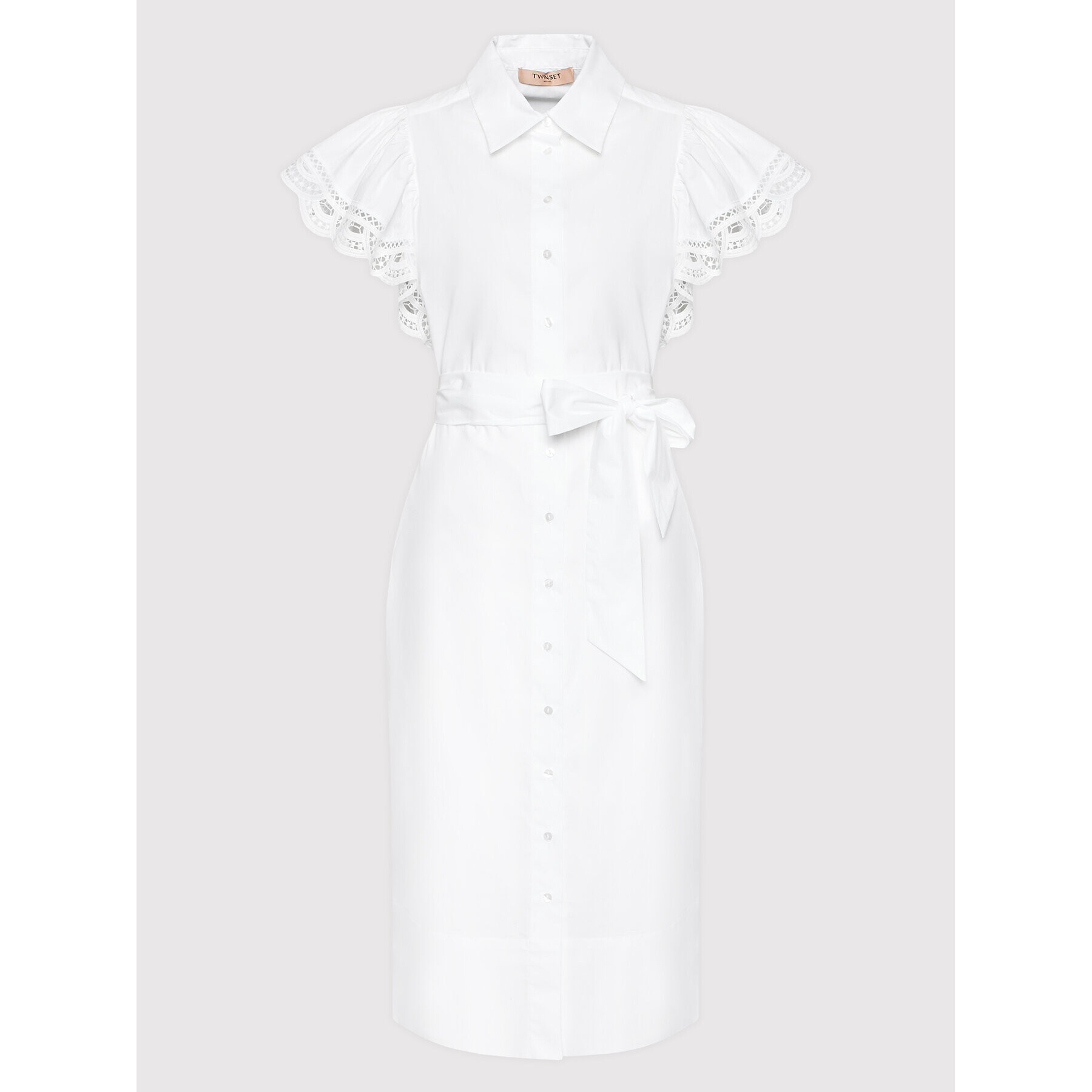 TWINSET Рокля тип риза 221TT2130 Бял Straight Fit - Pepit.bg