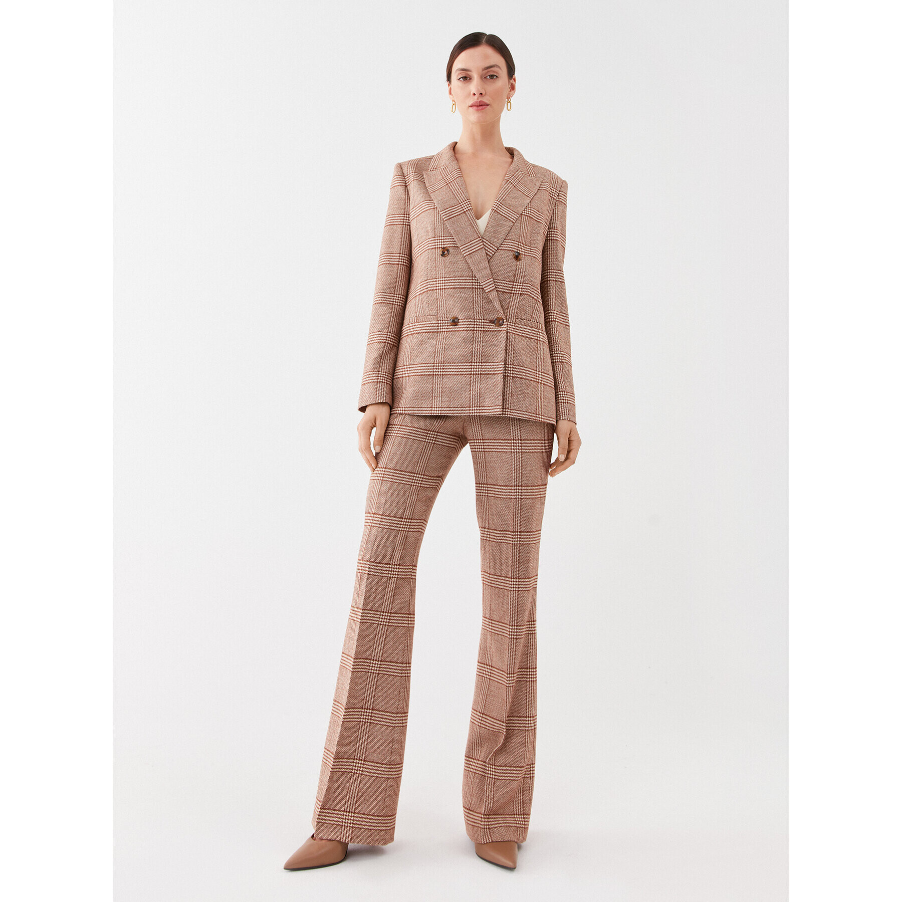 TWINSET Сако 232TP2751 Кафяв Regular Fit - Pepit.bg