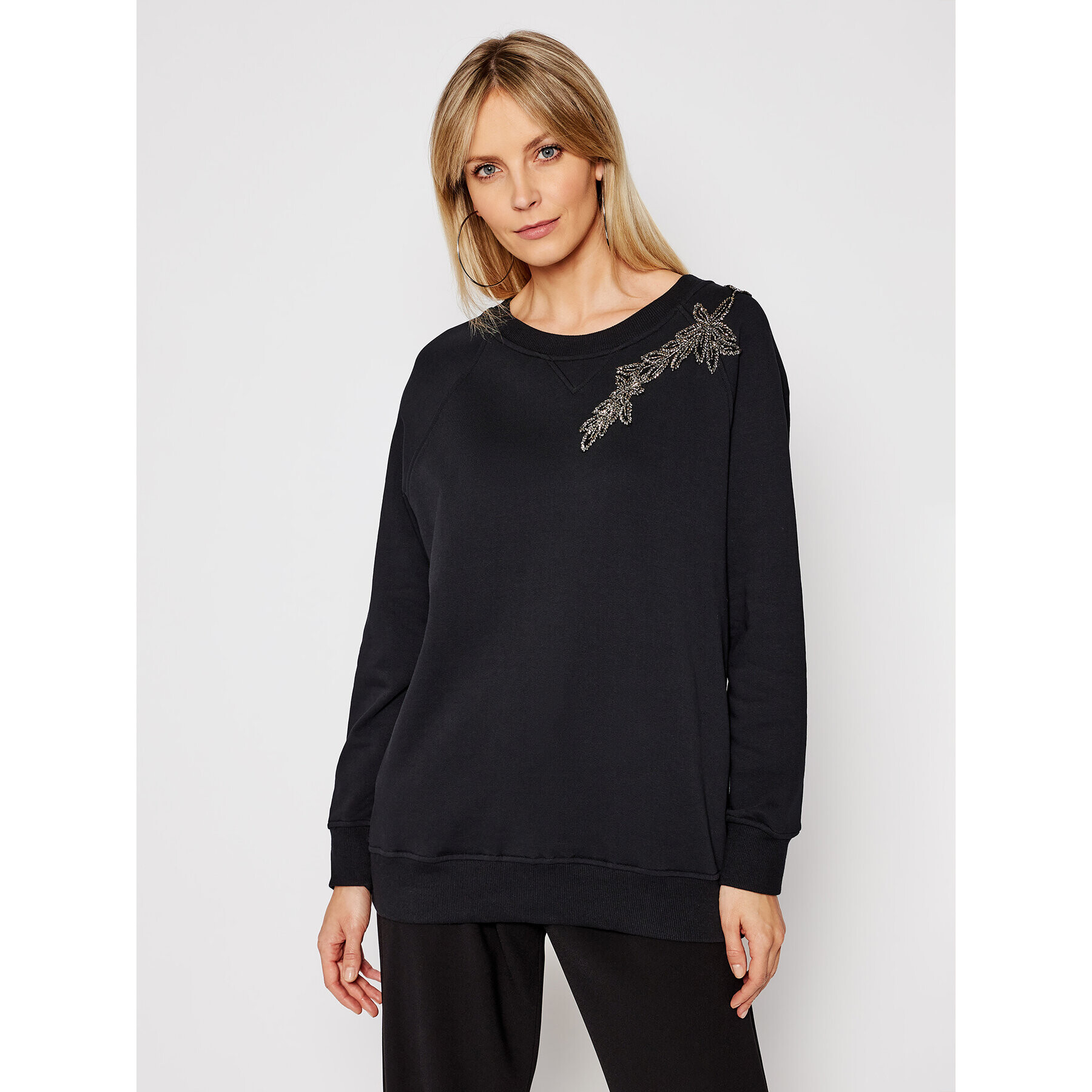 TWINSET Суитшърт 202TP2650 Черен Regular Fit - Pepit.bg
