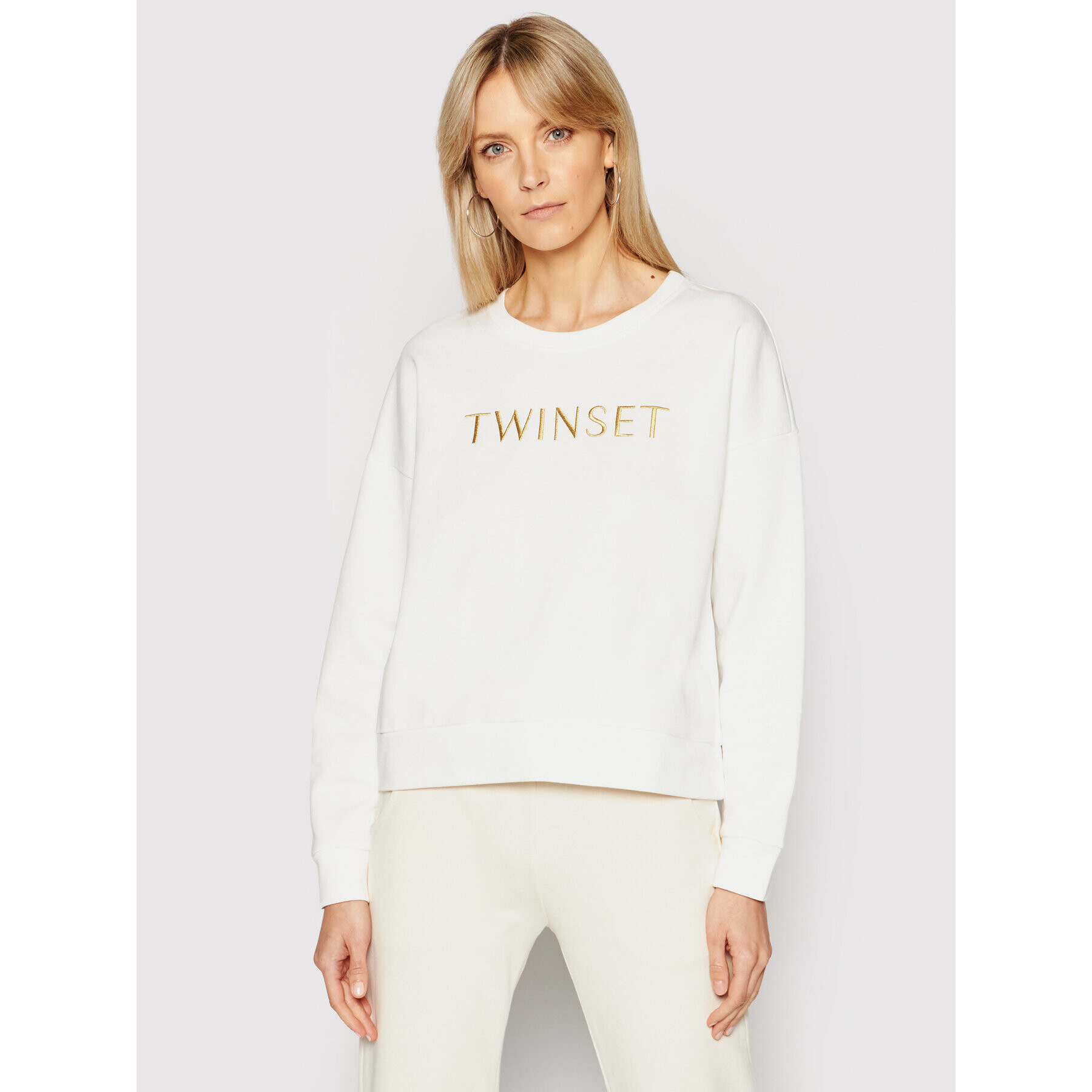 TWINSET Суитшърт 211LM28KK Бял Regular Fit - Pepit.bg