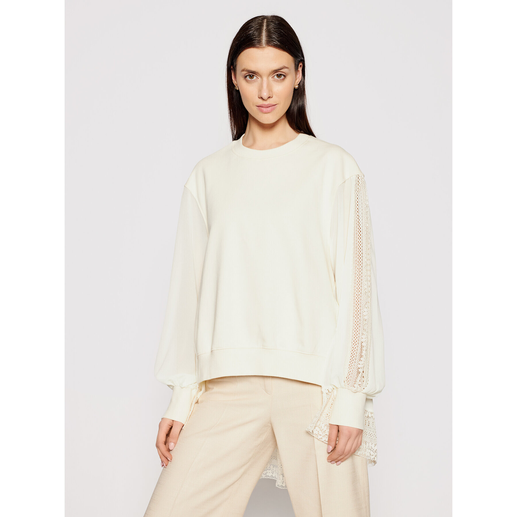 TWINSET Суитшърт 211TT2272 Бежов Relaxed Fit - Pepit.bg